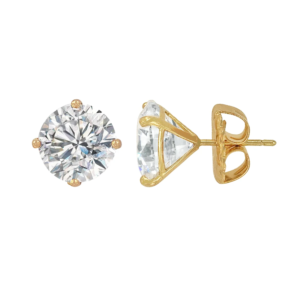 14K Faux Diamond Stud Earrings - Image 5