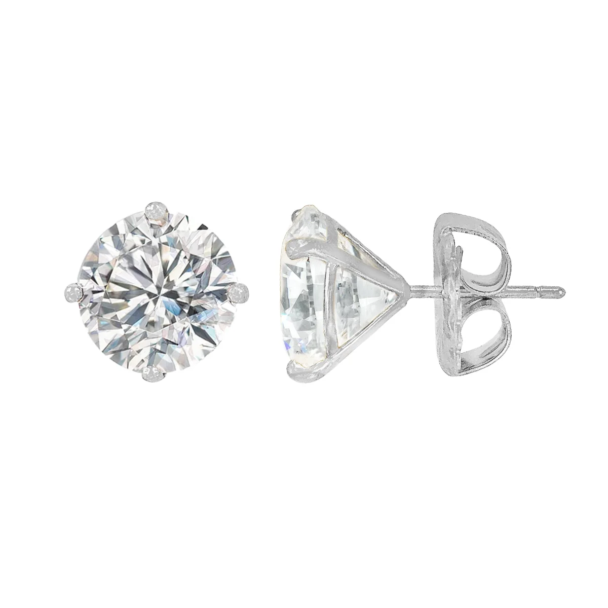14K Faux Diamond Stud Earrings - Image 8