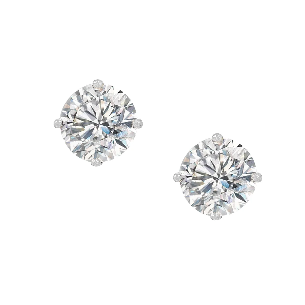 14K Faux Diamond Stud Earrings - Image 9