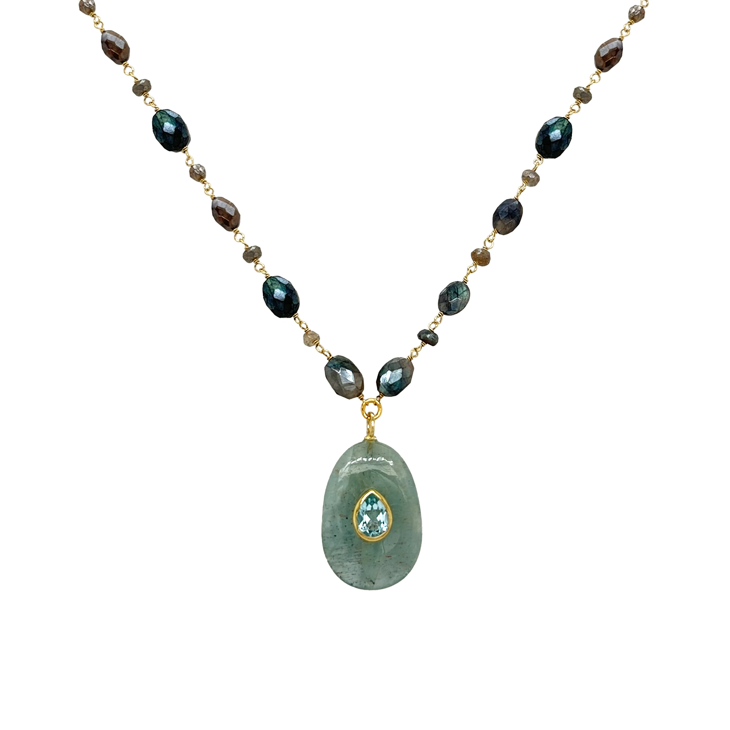 Aquamarine, Topaz, & Labradorite Necklace