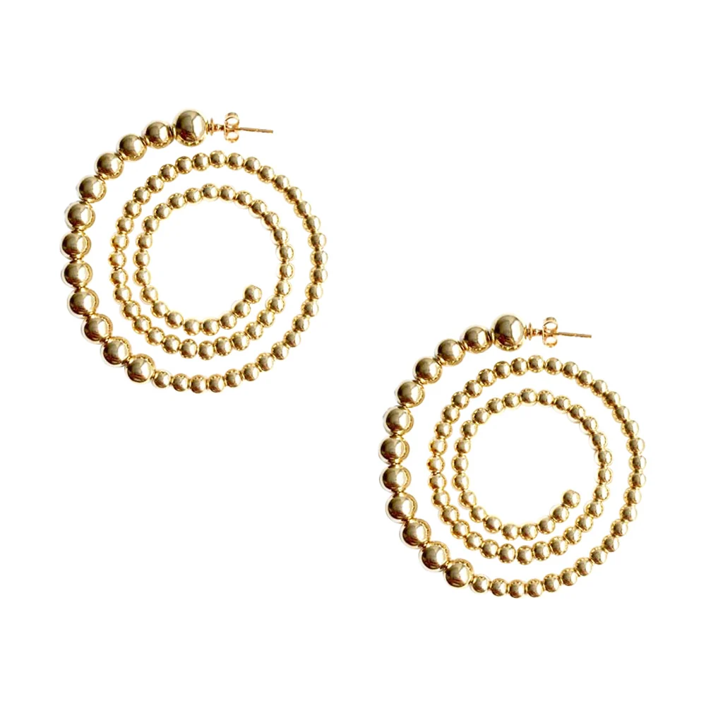 Beaded Spiral Hoop Earrings