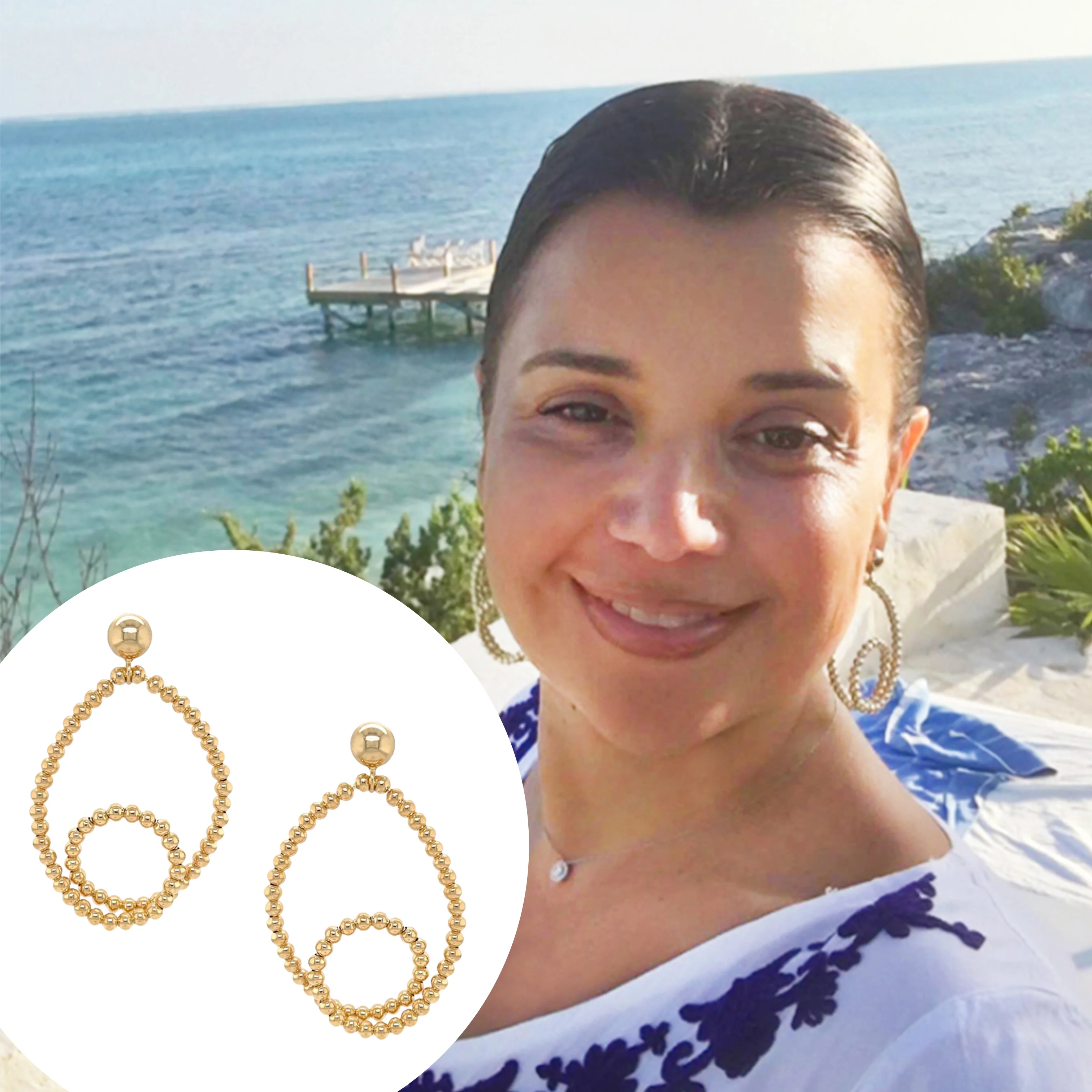 Beaded Open Twist Earrings