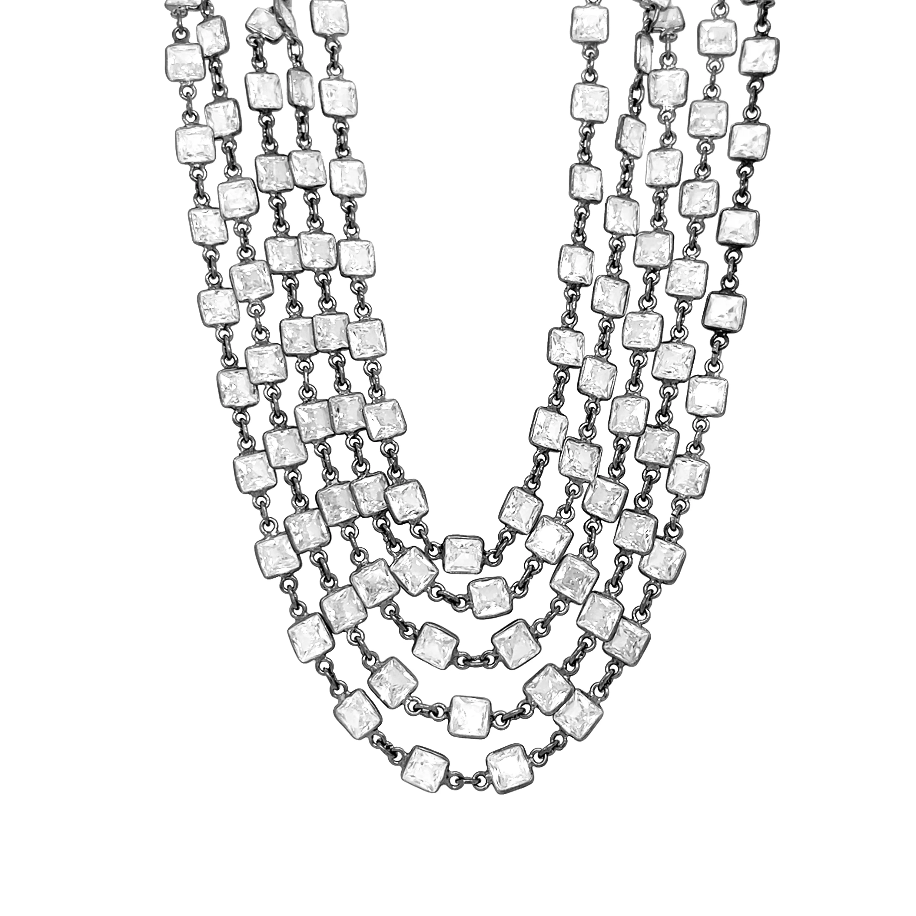 Bezel 5 Row Necklace