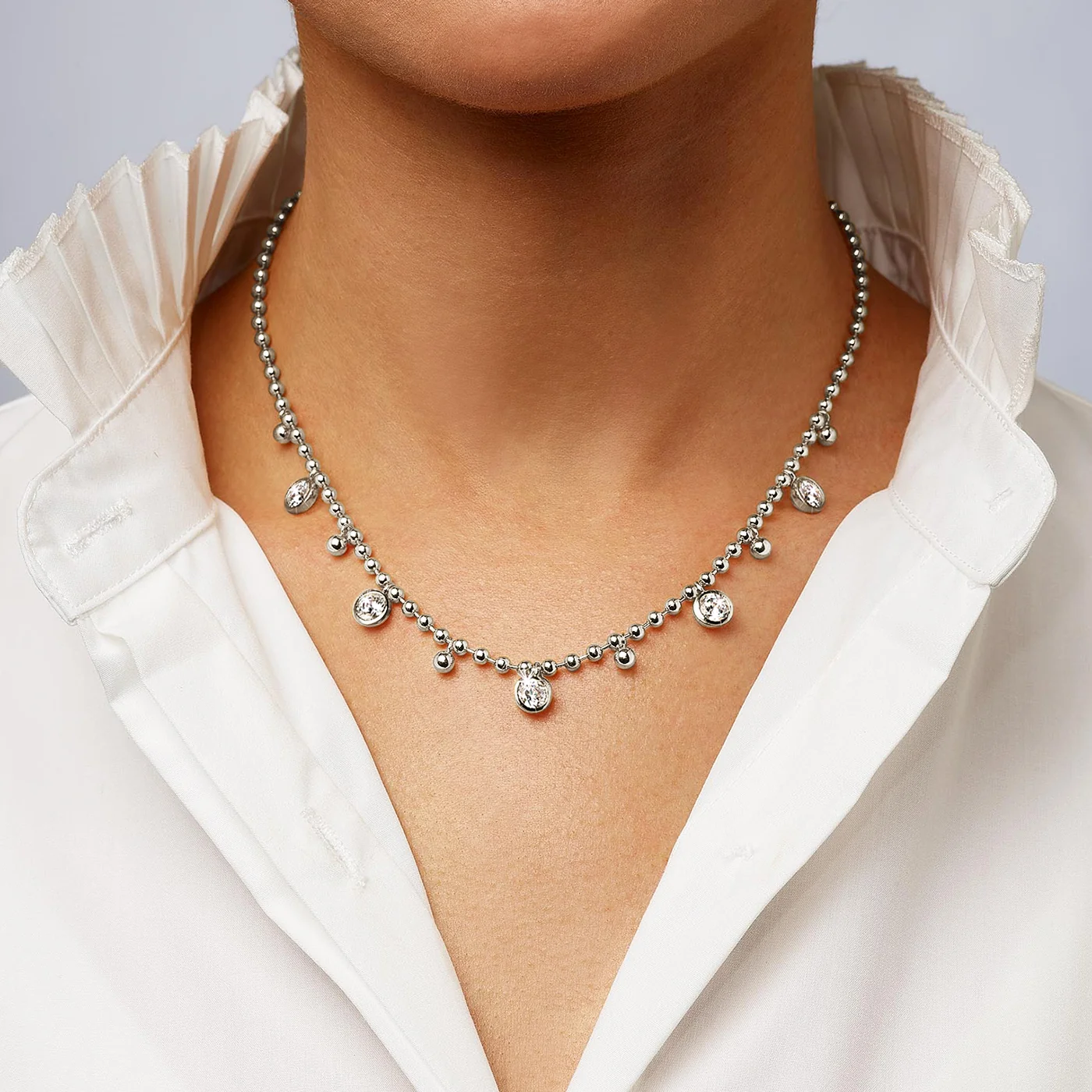 Bezel Ball Chain Necklace - Image 2