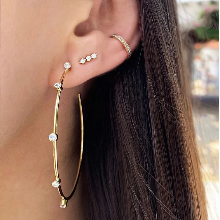 Bezel Hoop Earrings - Image 3