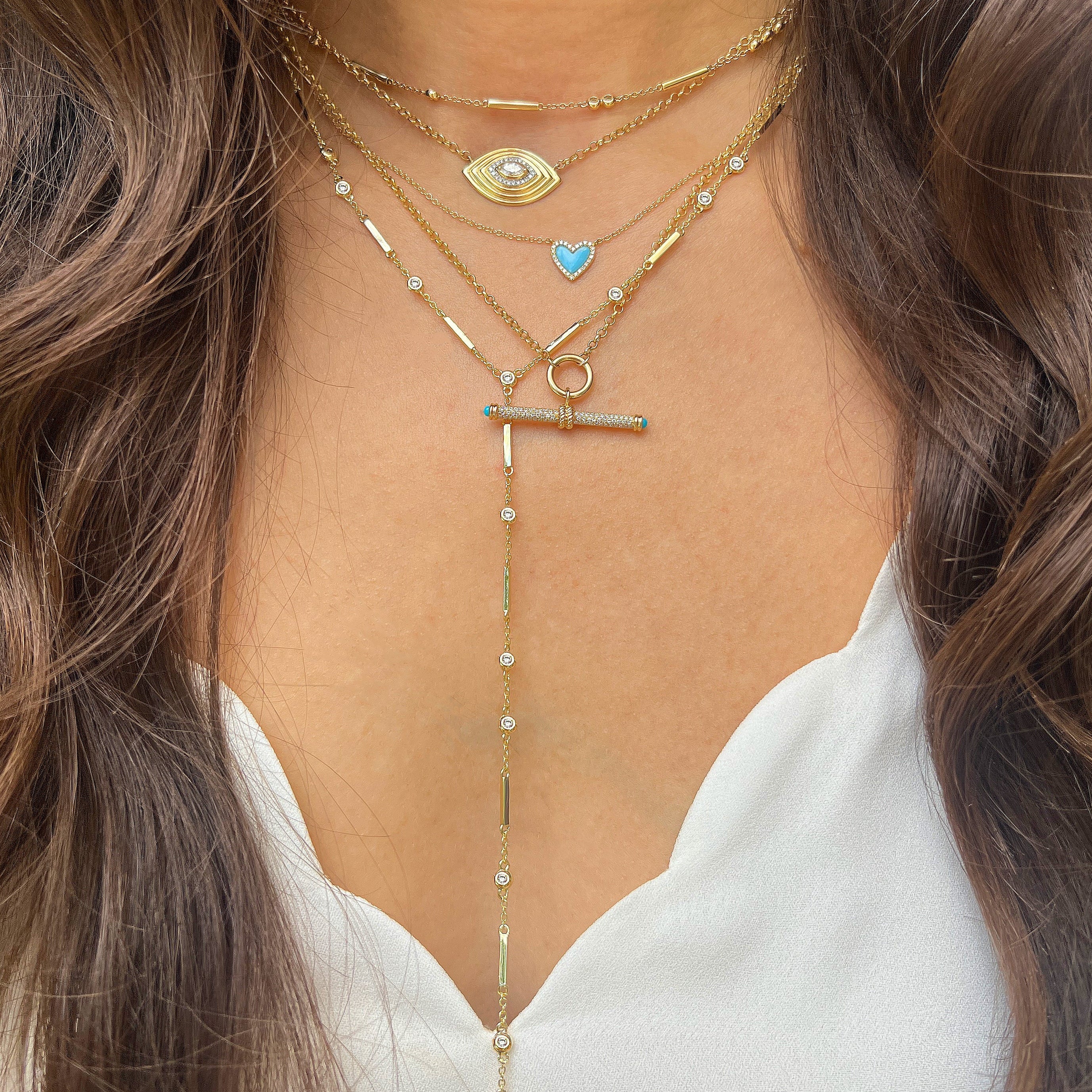 Bezel Lariat Necklace - Image 2