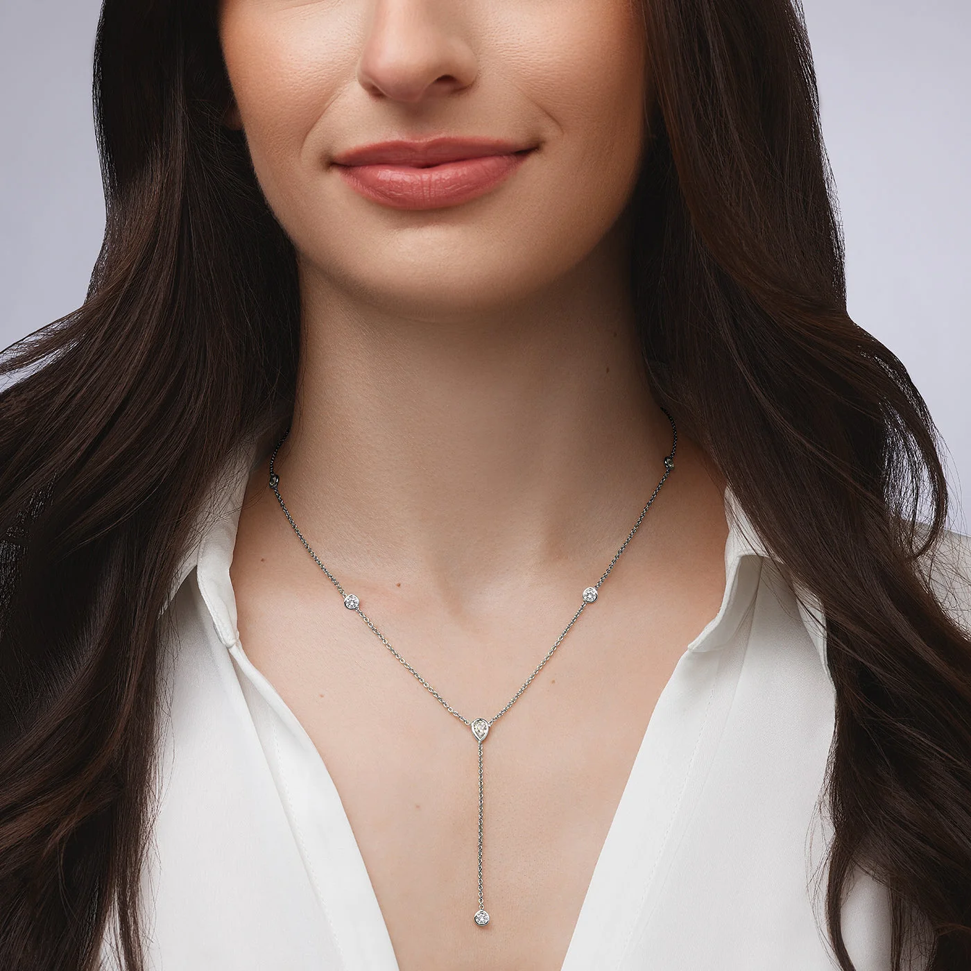 Bezel Lariat Necklace - Image 2