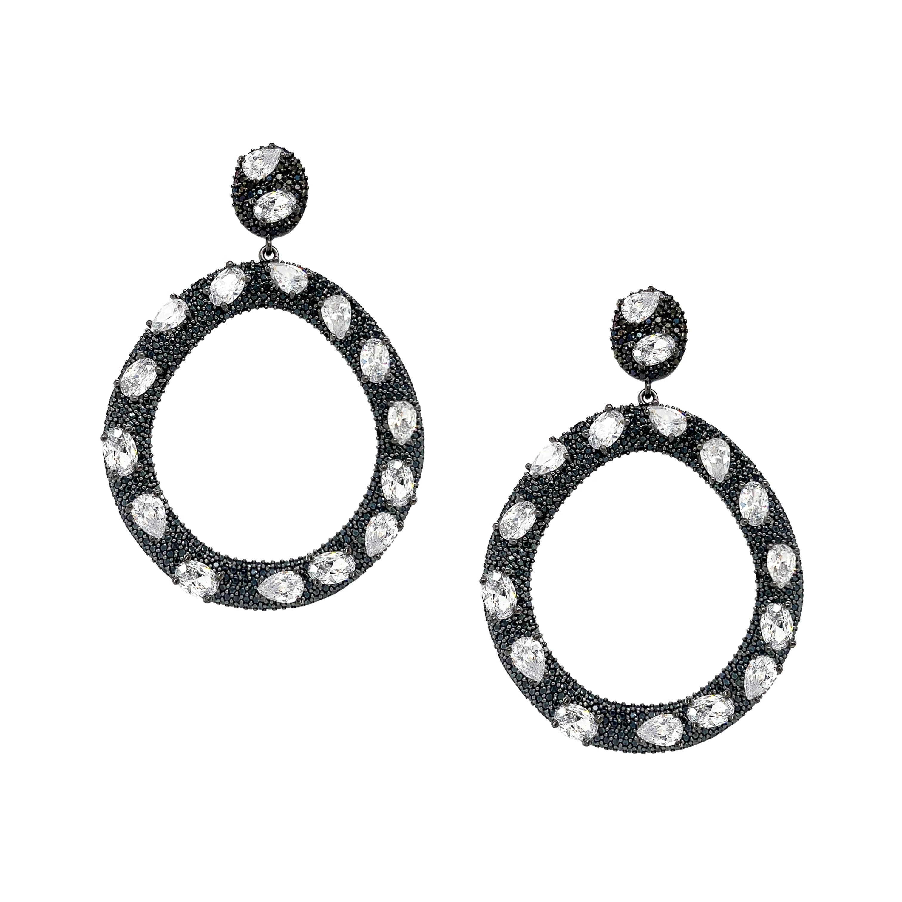 Black Open Circle Earrings