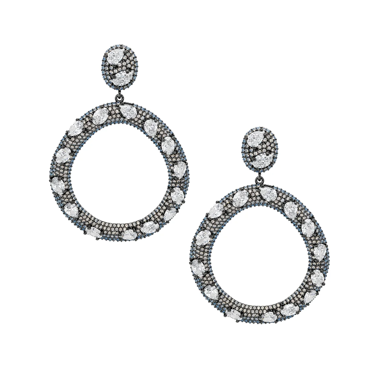 Grey Open Circle Earrings