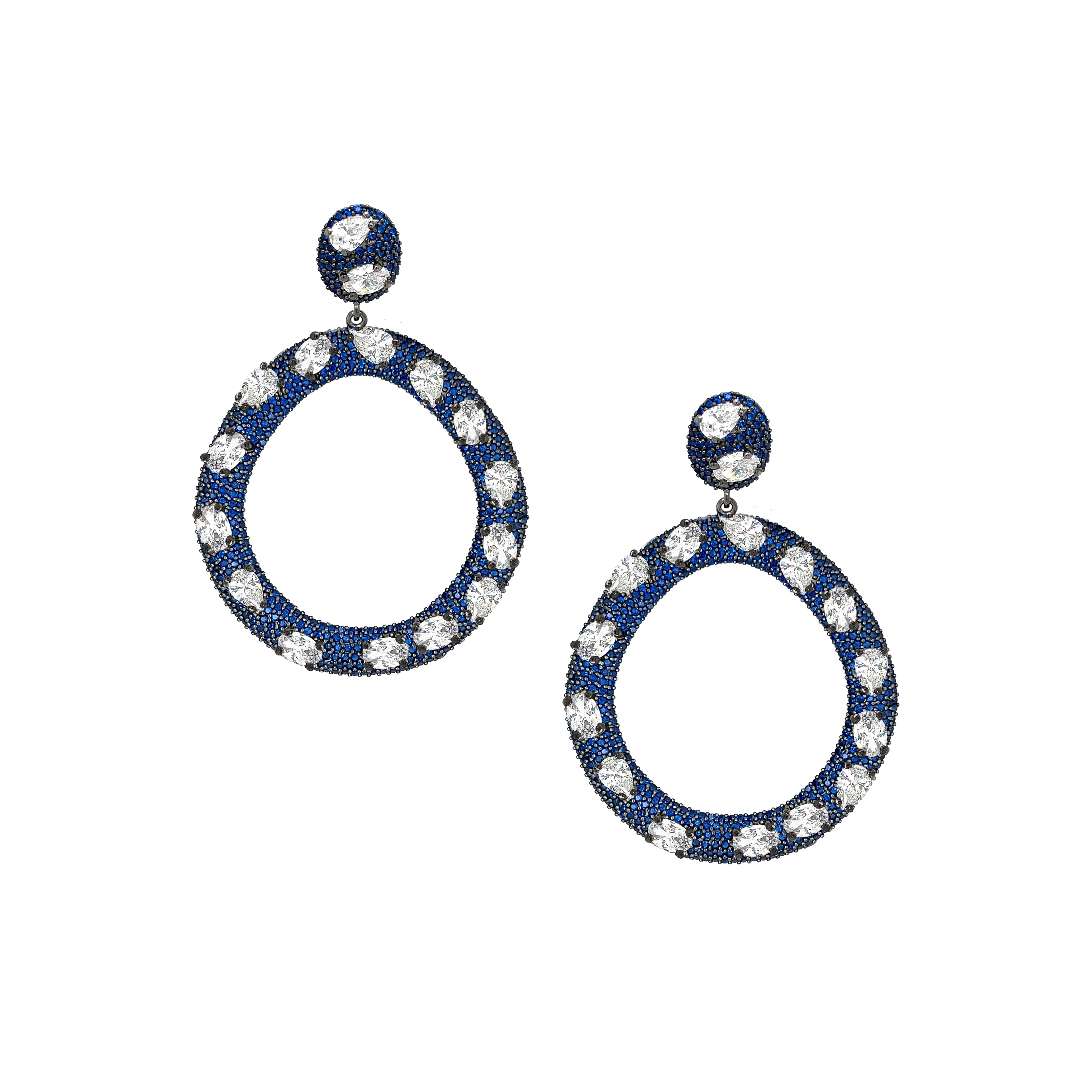 Blue Open Circle Earrings