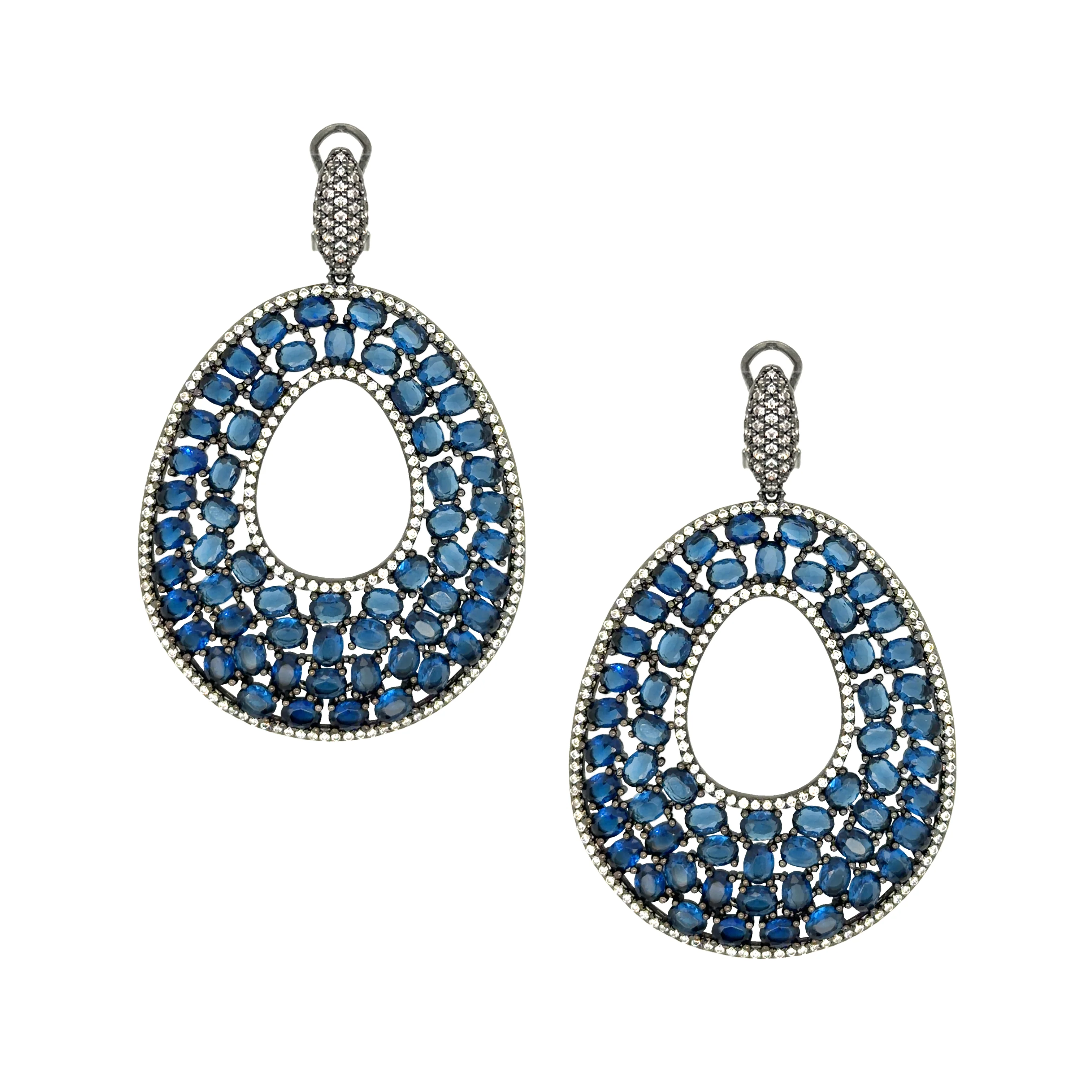 Blue Open Teardrop Earrings