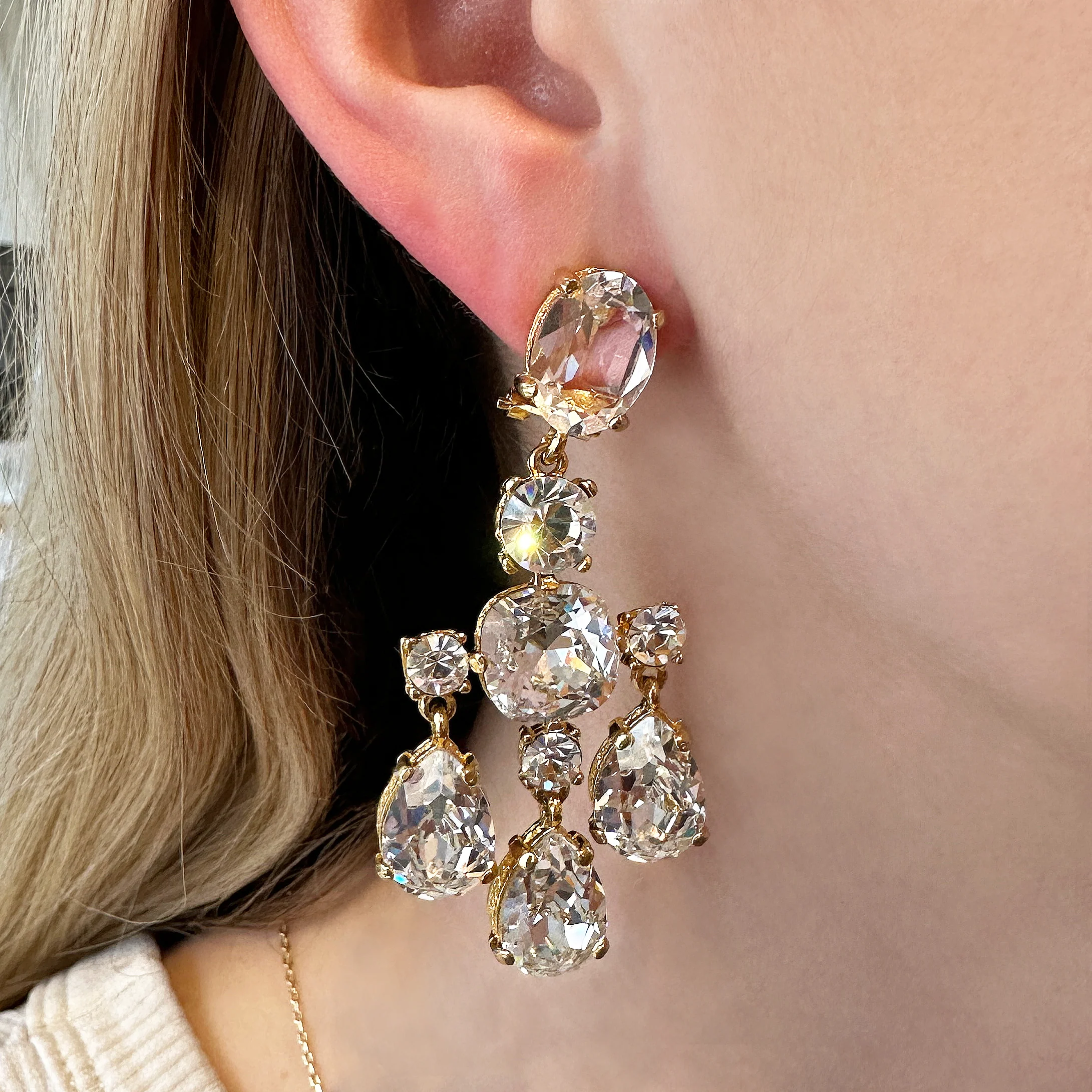 SALE Clear Chandelier Earrings - Image 2