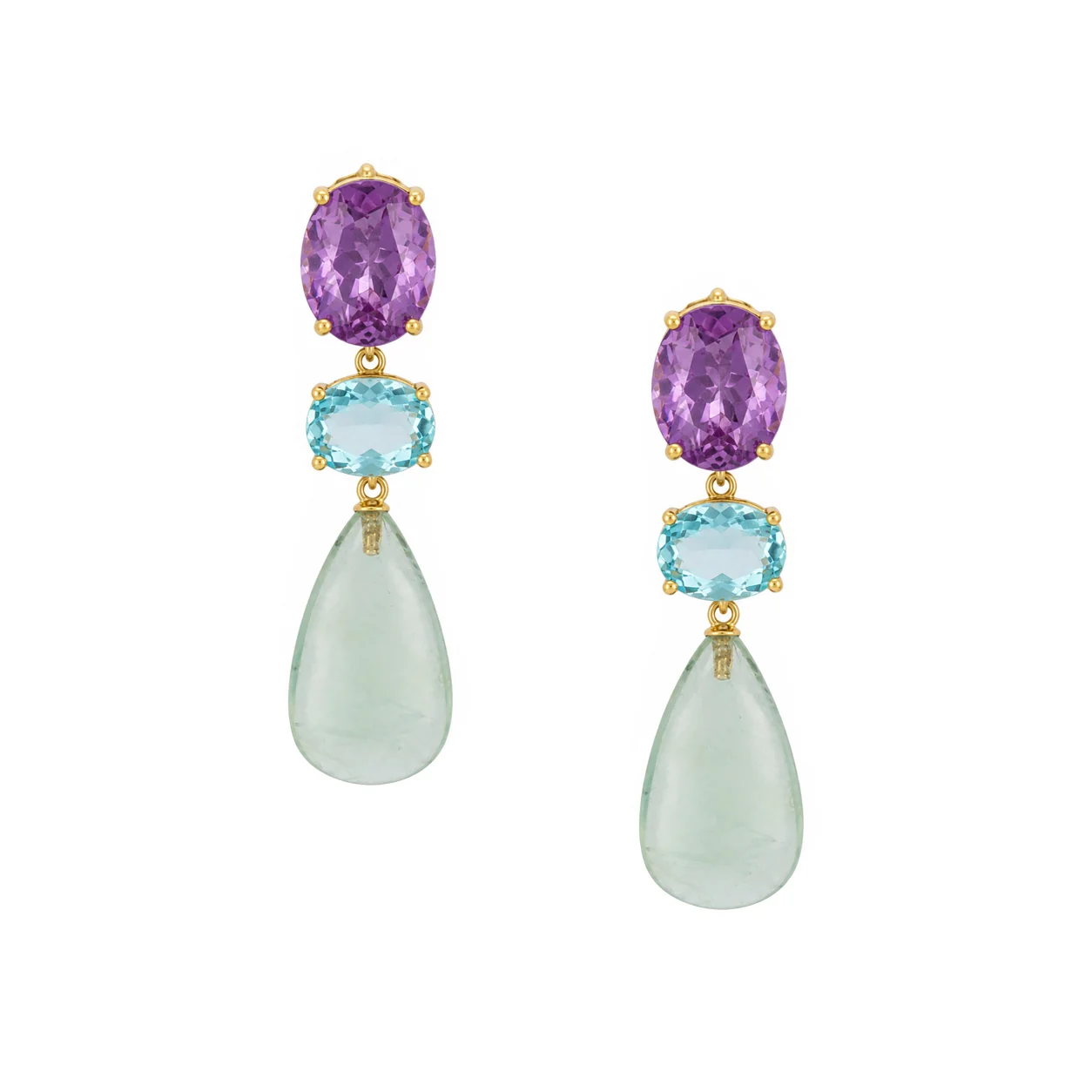Crystal & Amethyst Drop Earrings