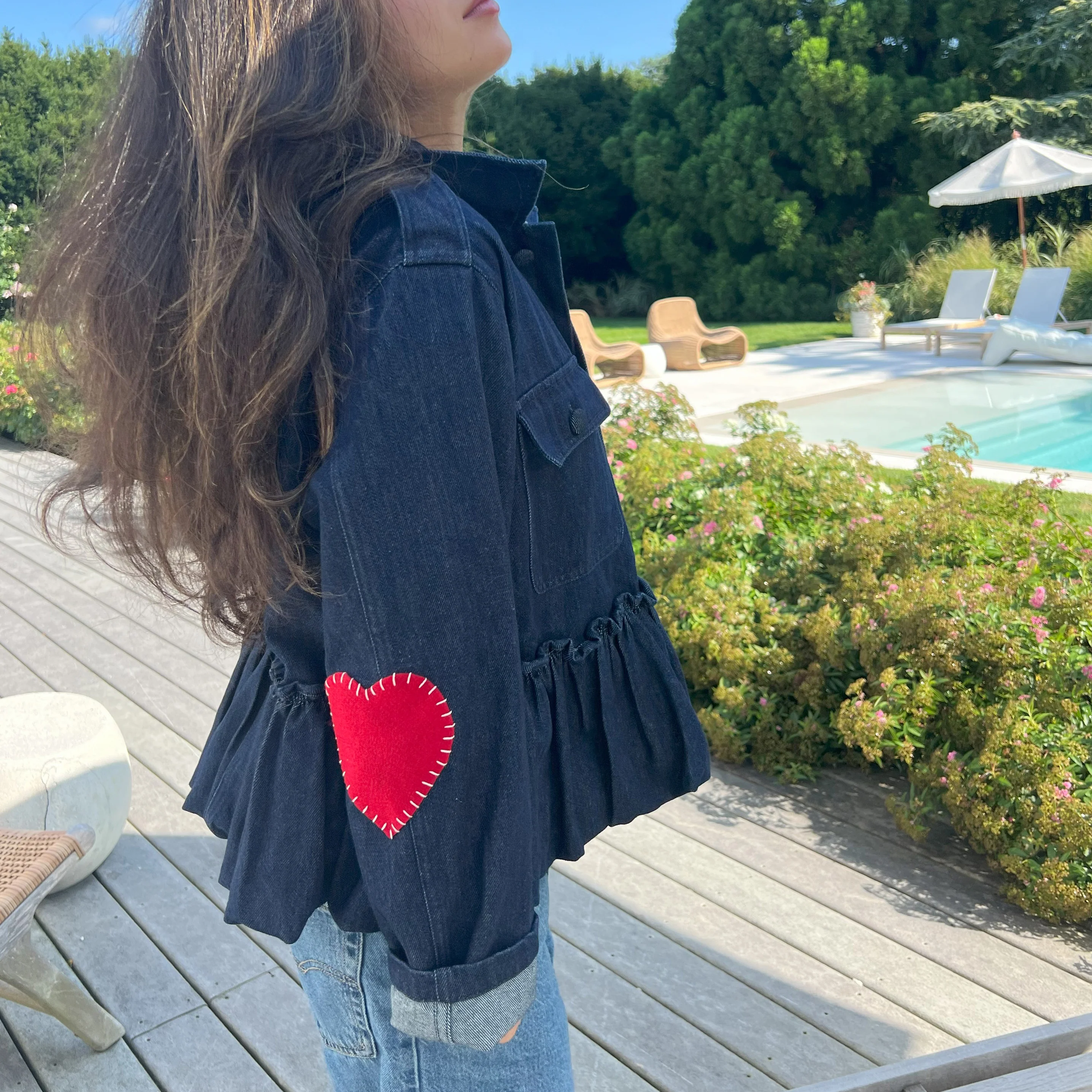Denim Ruffled Jacket - Image 2