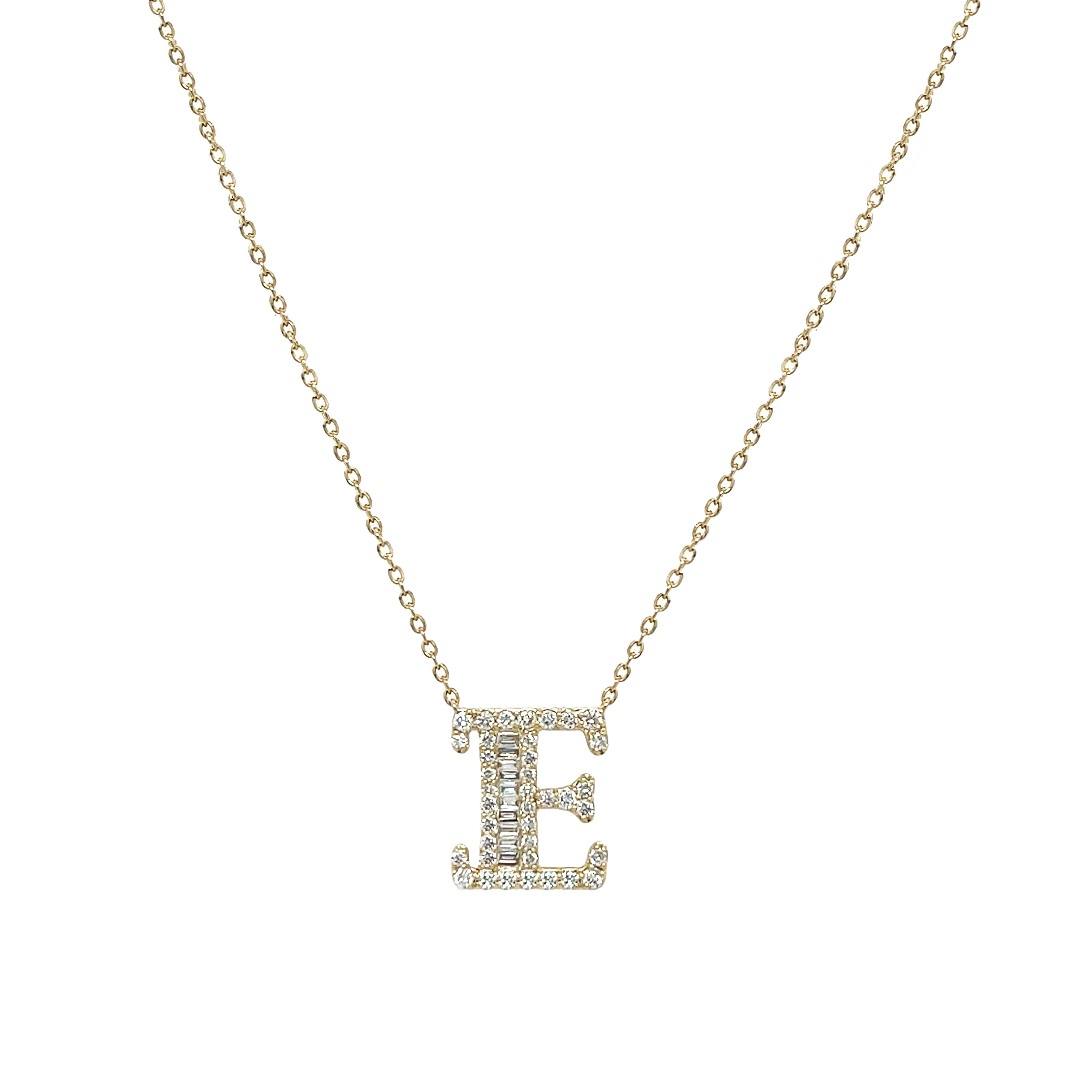 Diamond Baguette Initial Necklace
