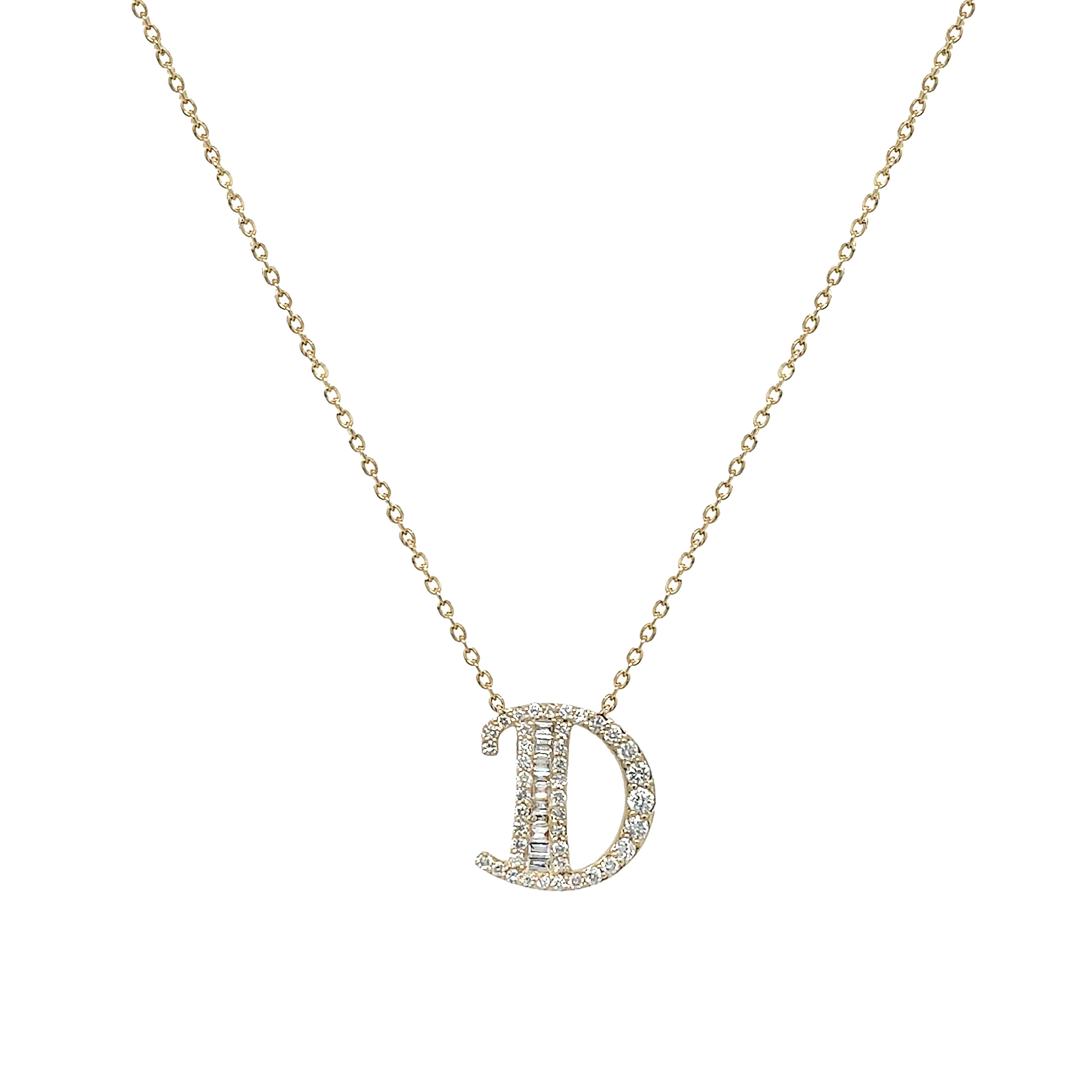 Diamond Baguette Initial Necklace - Image 3