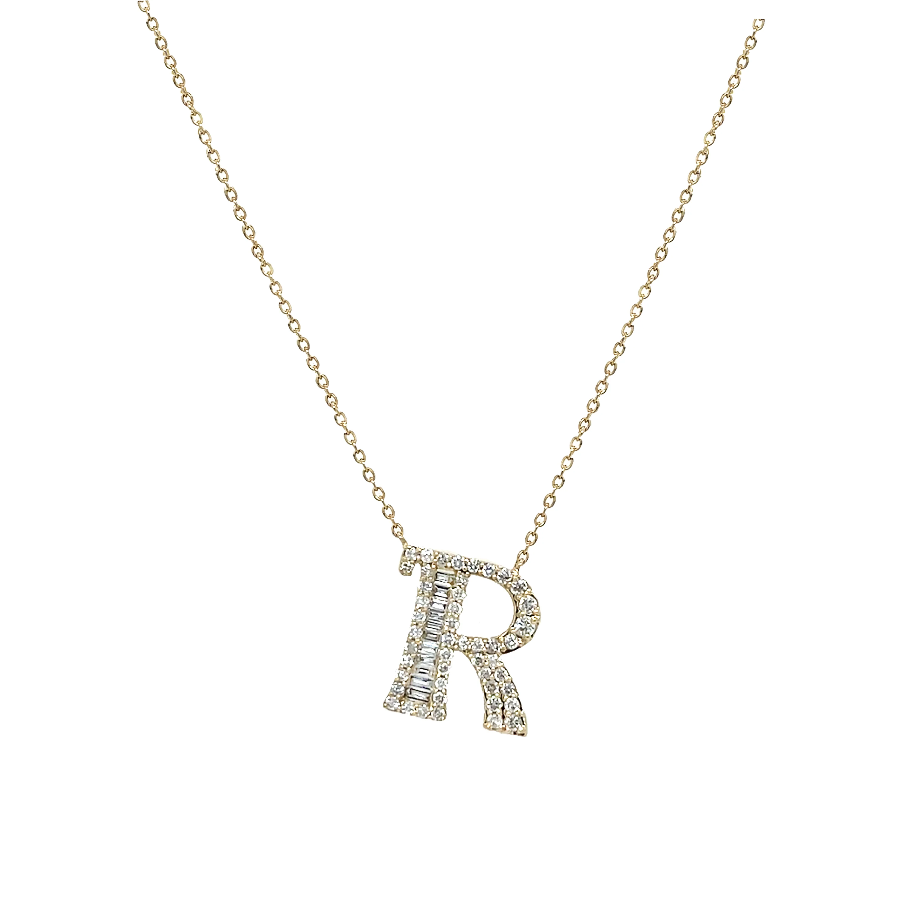Diamond Baguette Initial Necklace - Image 4