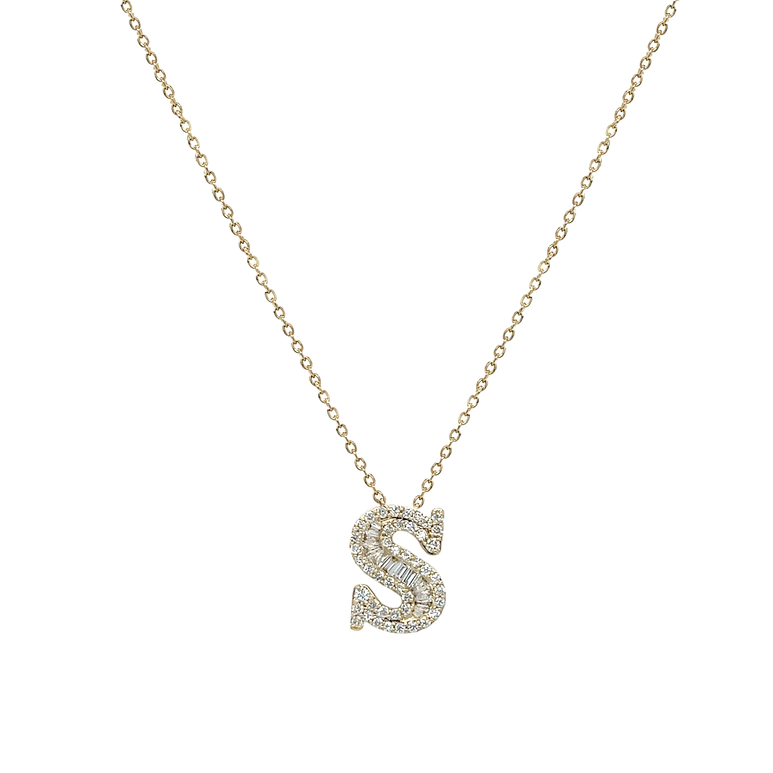 Diamond Baguette Initial Necklace - Image 5