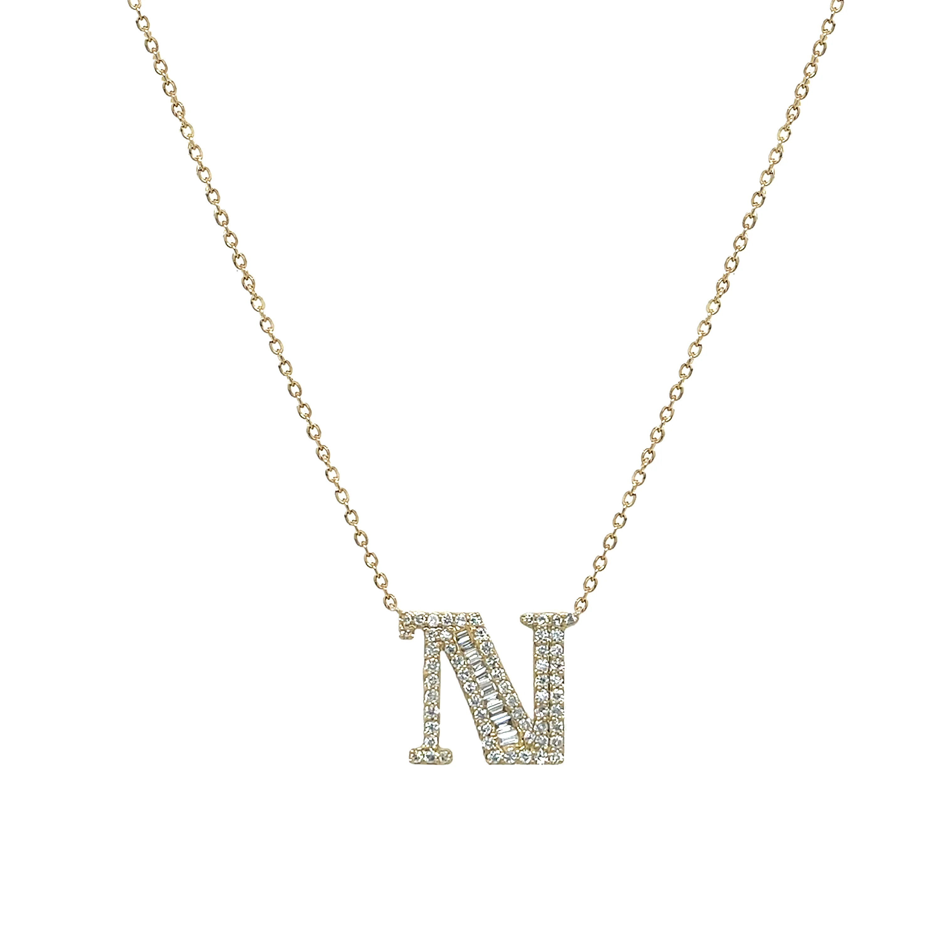 Diamond Baguette Initial Necklace - Image 6