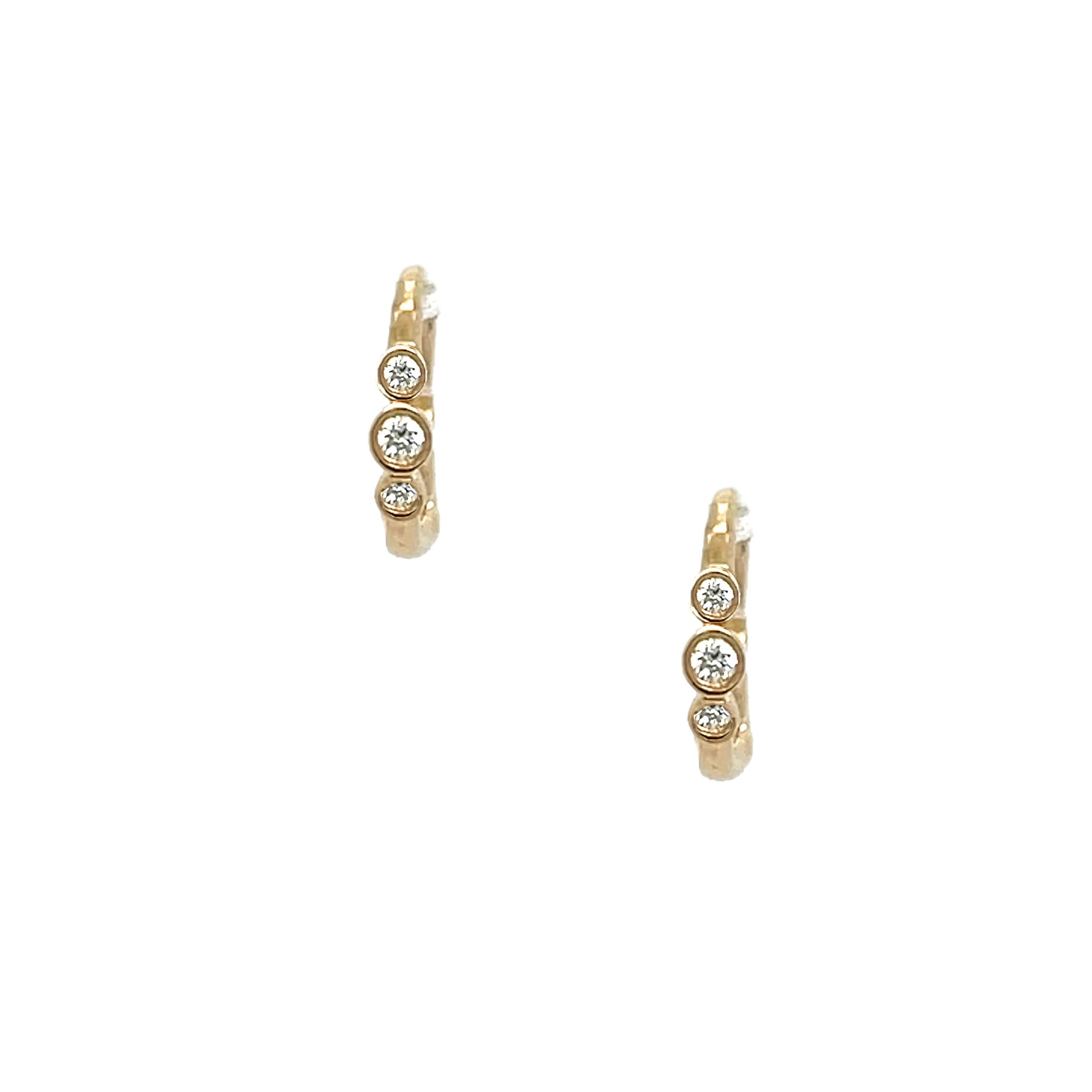 Diamond Bezel Huggie Earrings - Image 3