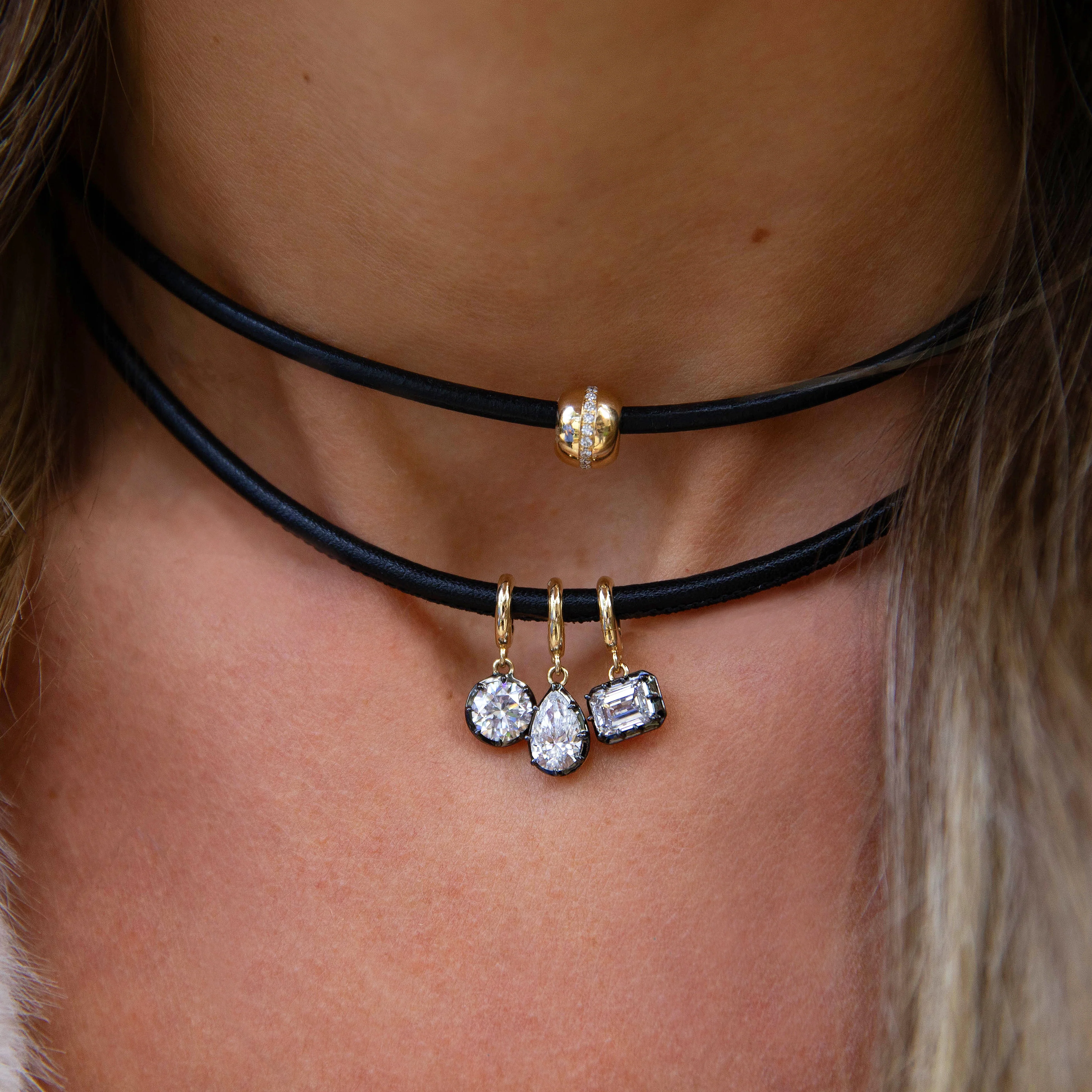 Diamond Charm Cord Necklace - Image 2