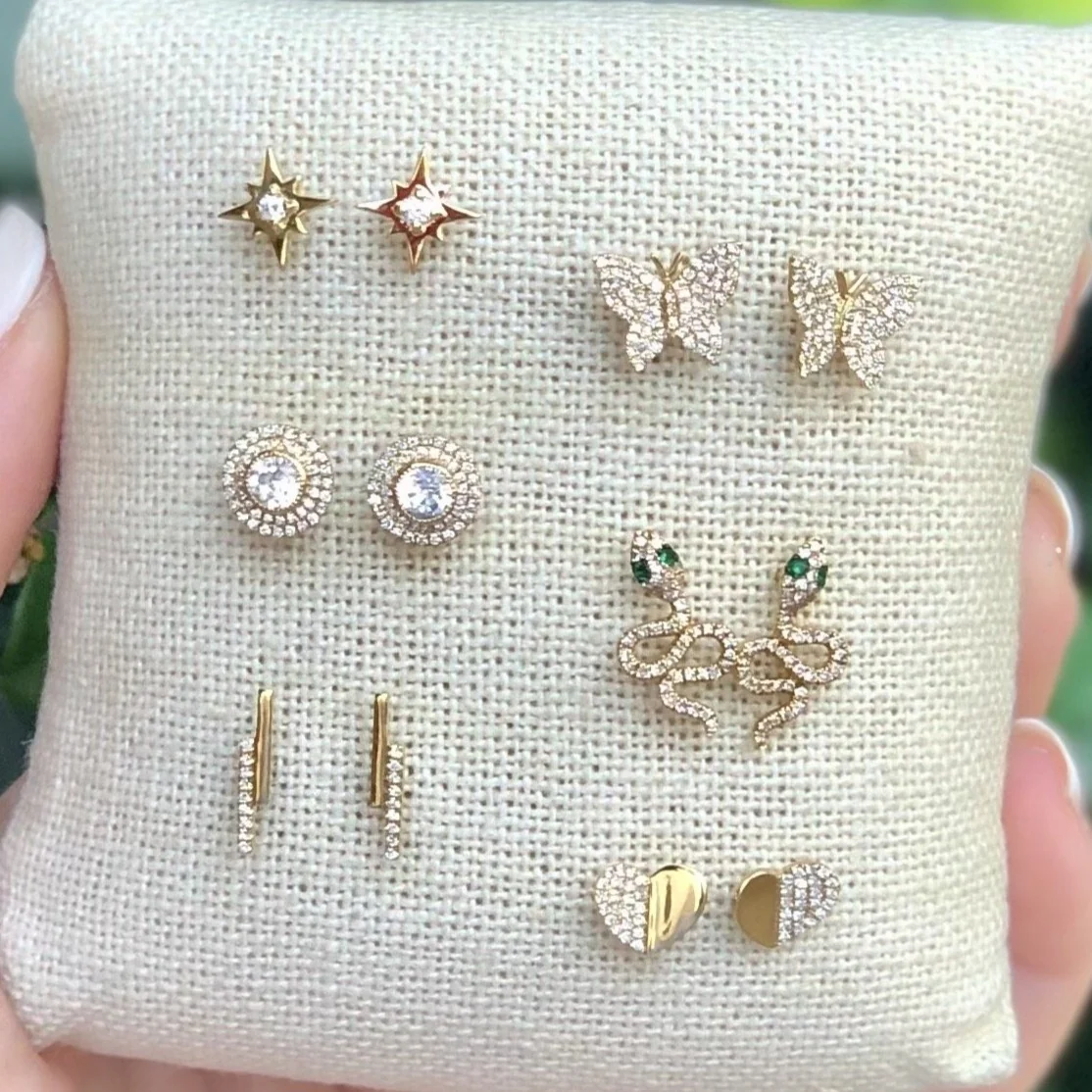 Diamond Bar Stud Earrings - Image 3