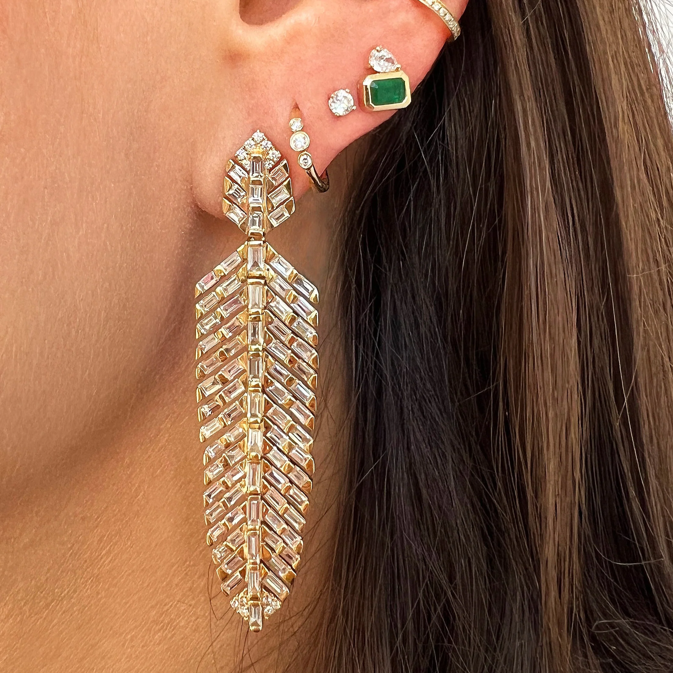 Diamond Feather Earrings - Image 2