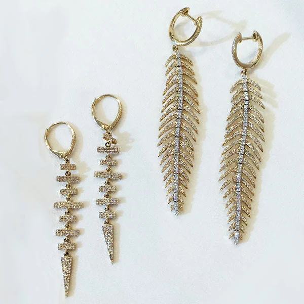 Diamond Feather Earrings - Image 3