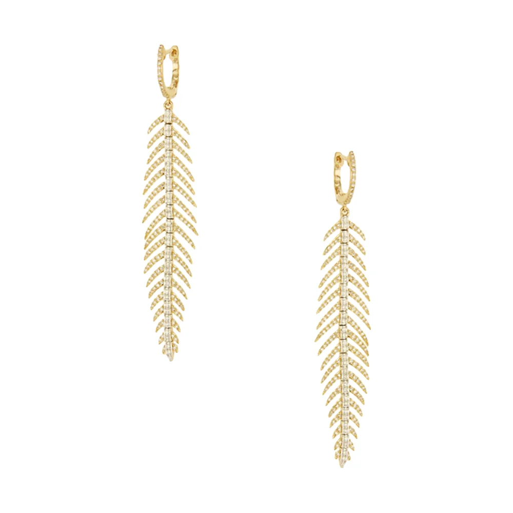 Diamond Feather Earrings - Image 2