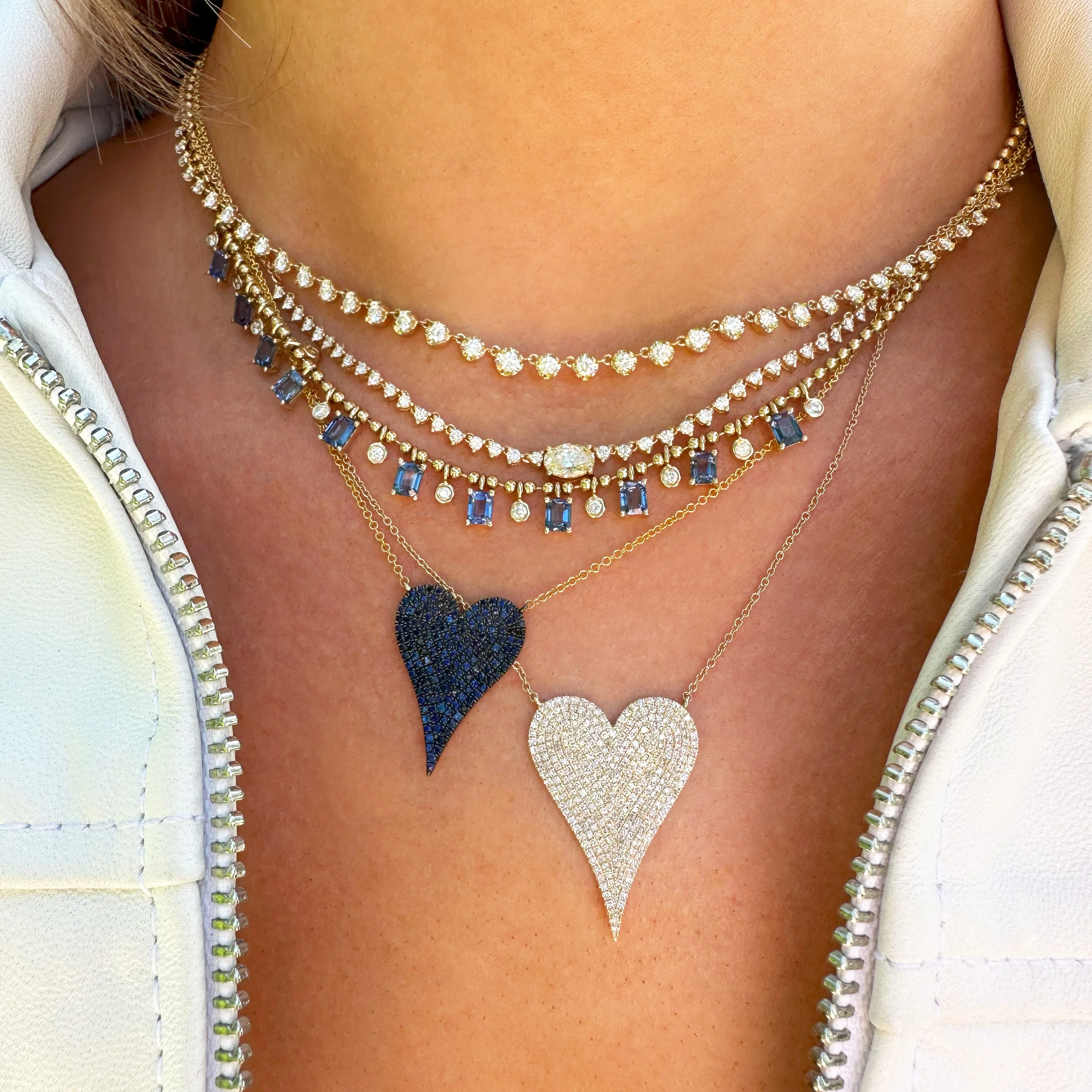 Extra Large Diamond Heart Necklace - Image 3
