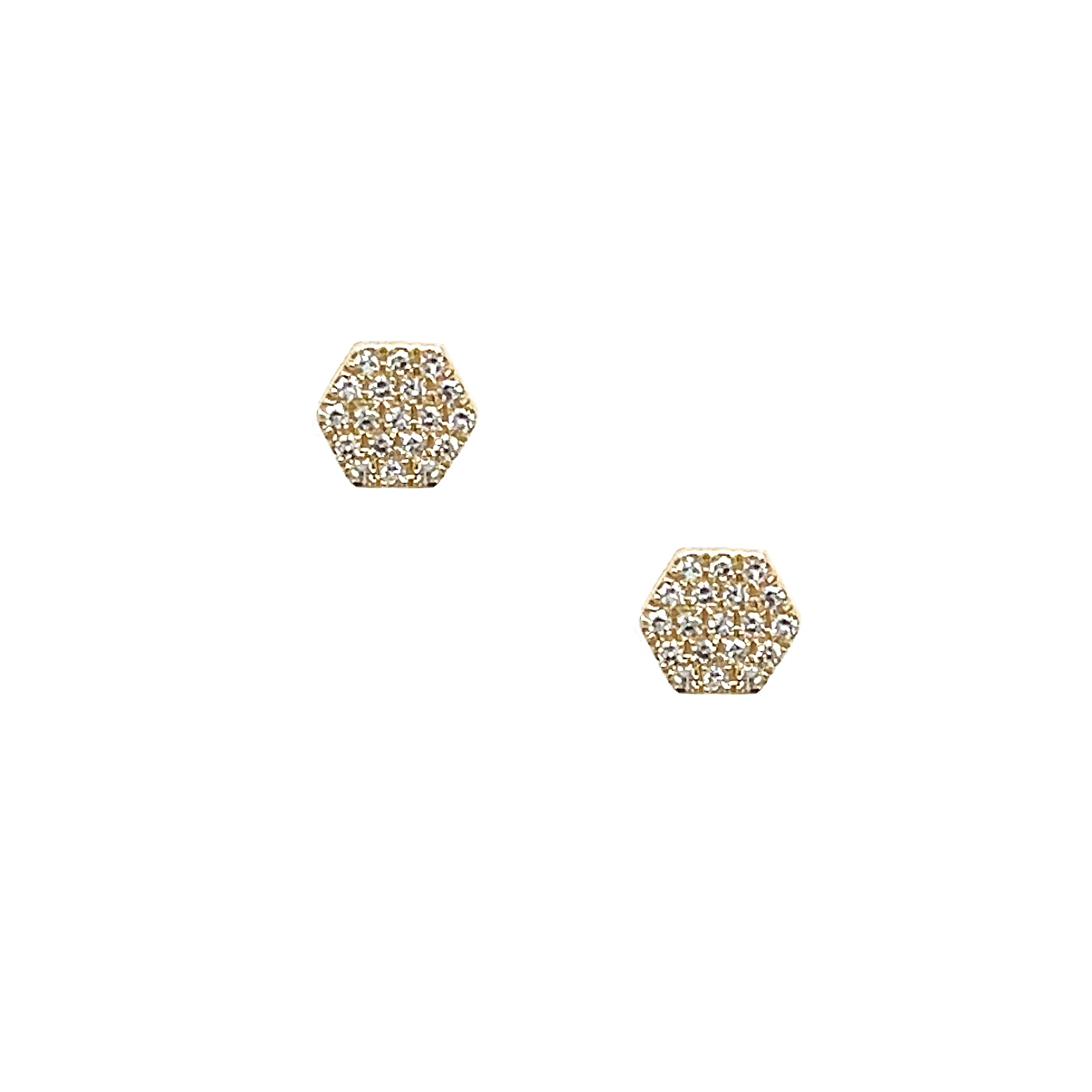 Diamond Hexagonal Stud Earrings