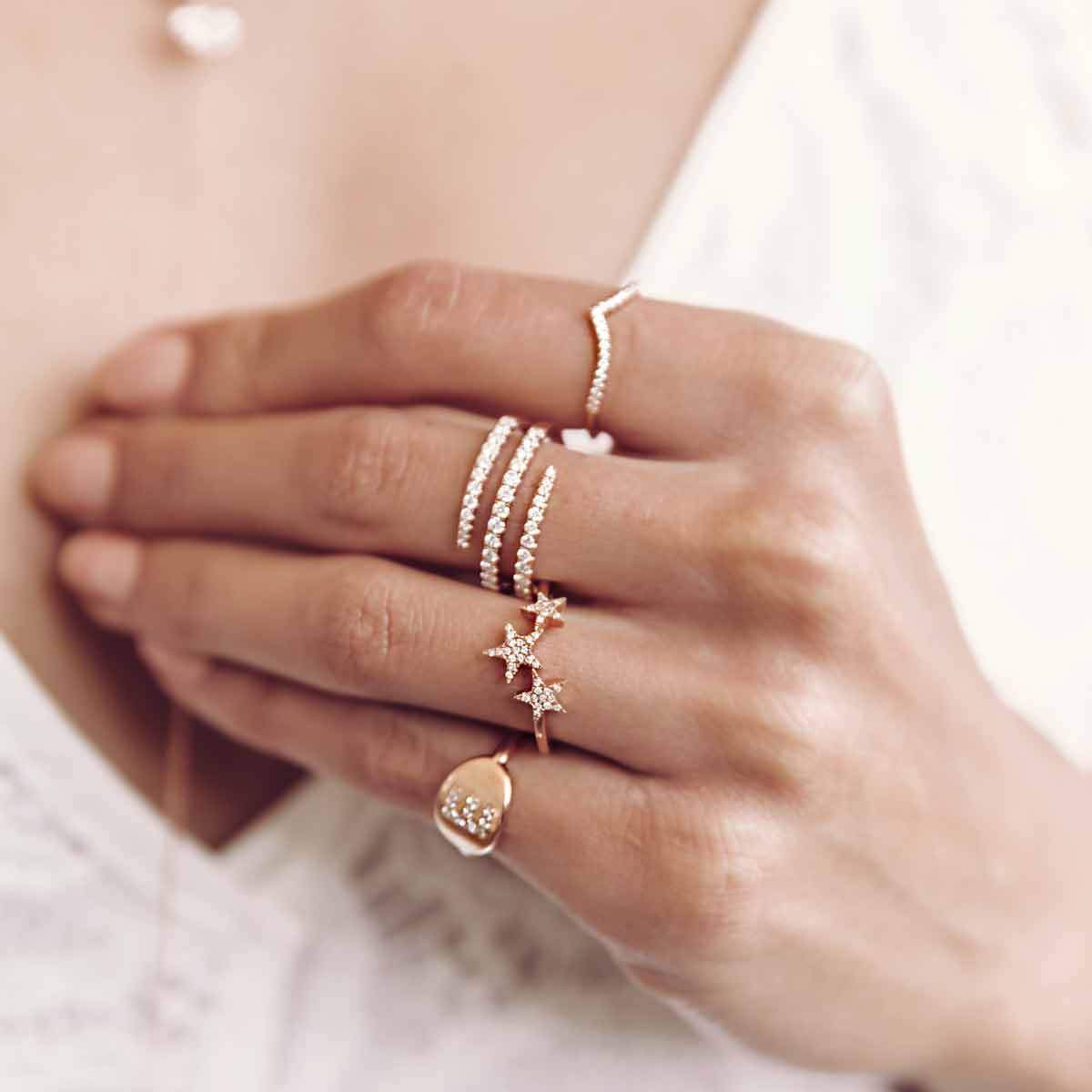 Diamond Initial Pinky Ring - Image 2