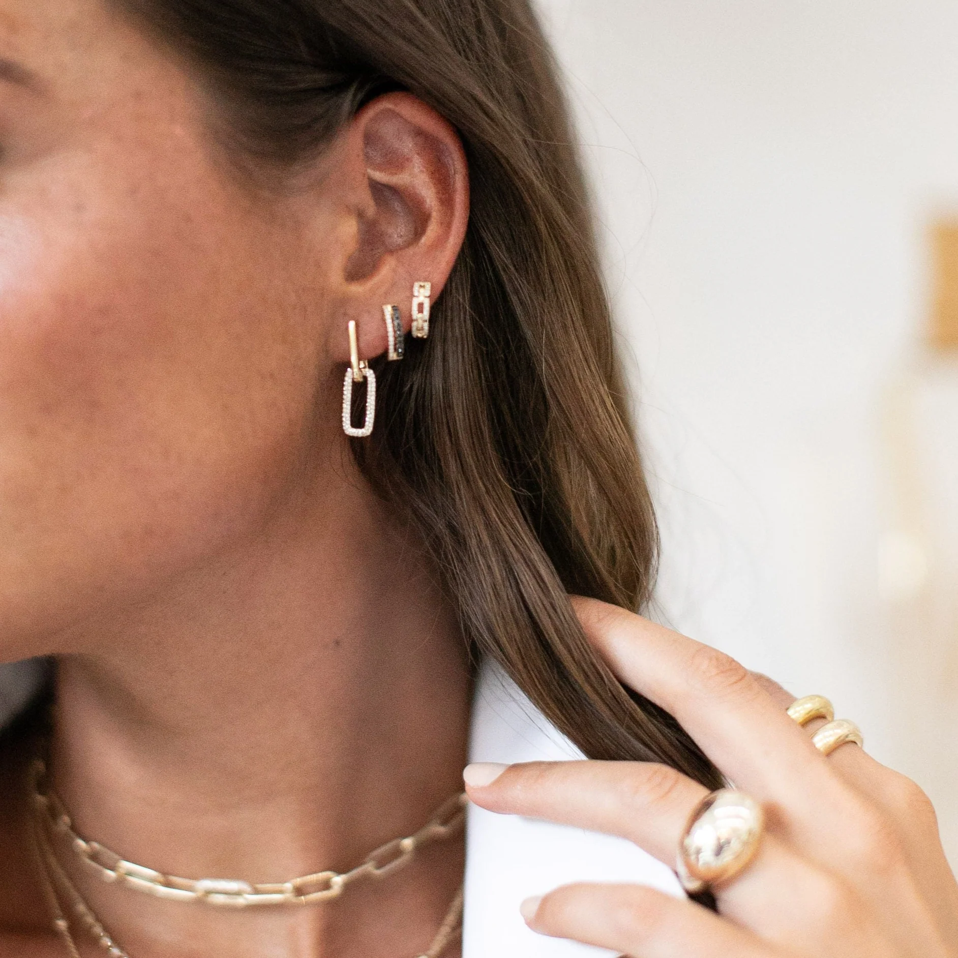 Diamond Link Earrings - Image 2