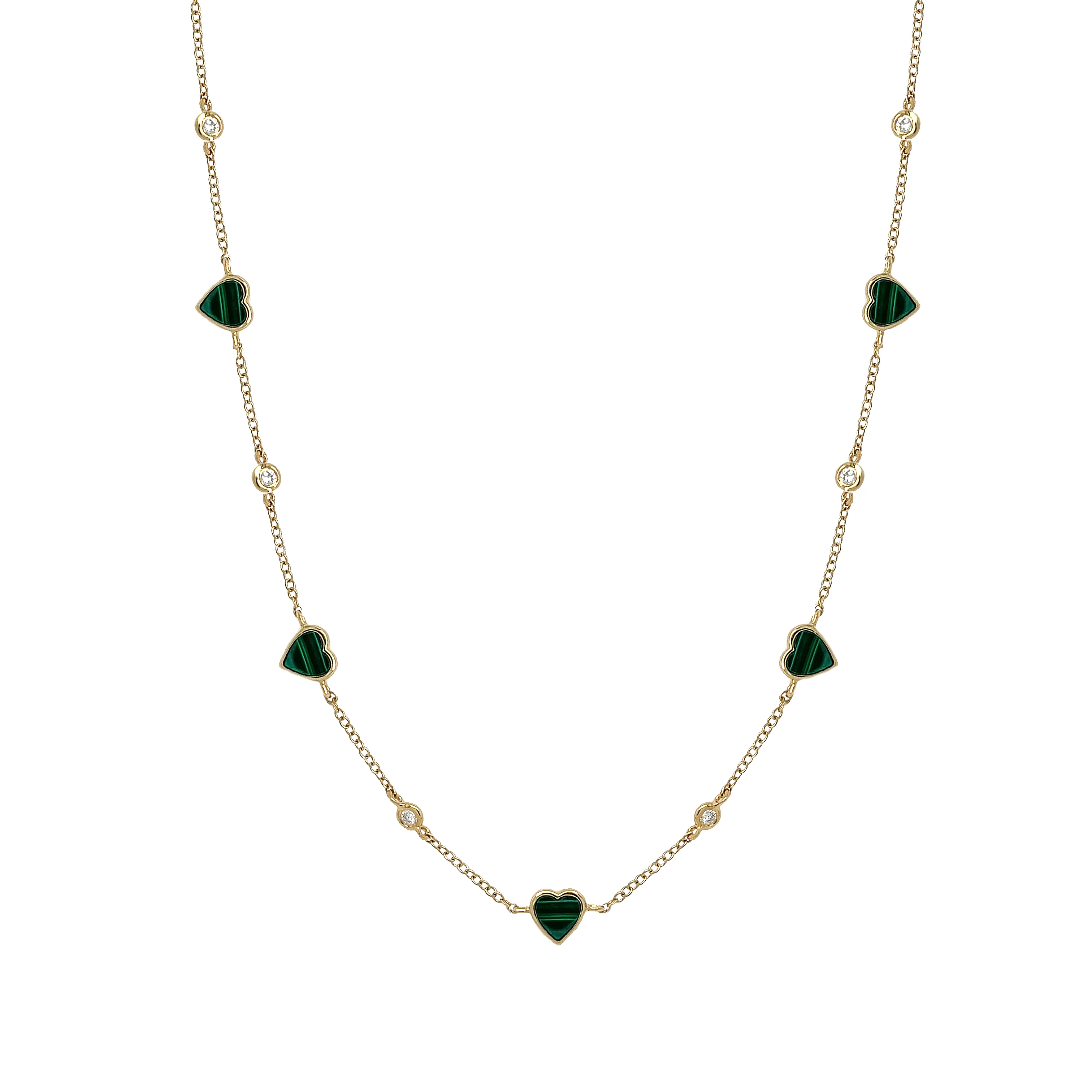Diamond & Malachite Heart Necklace