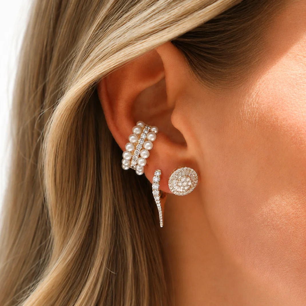 Diamond & Pearl Cuff Earring - Image 2