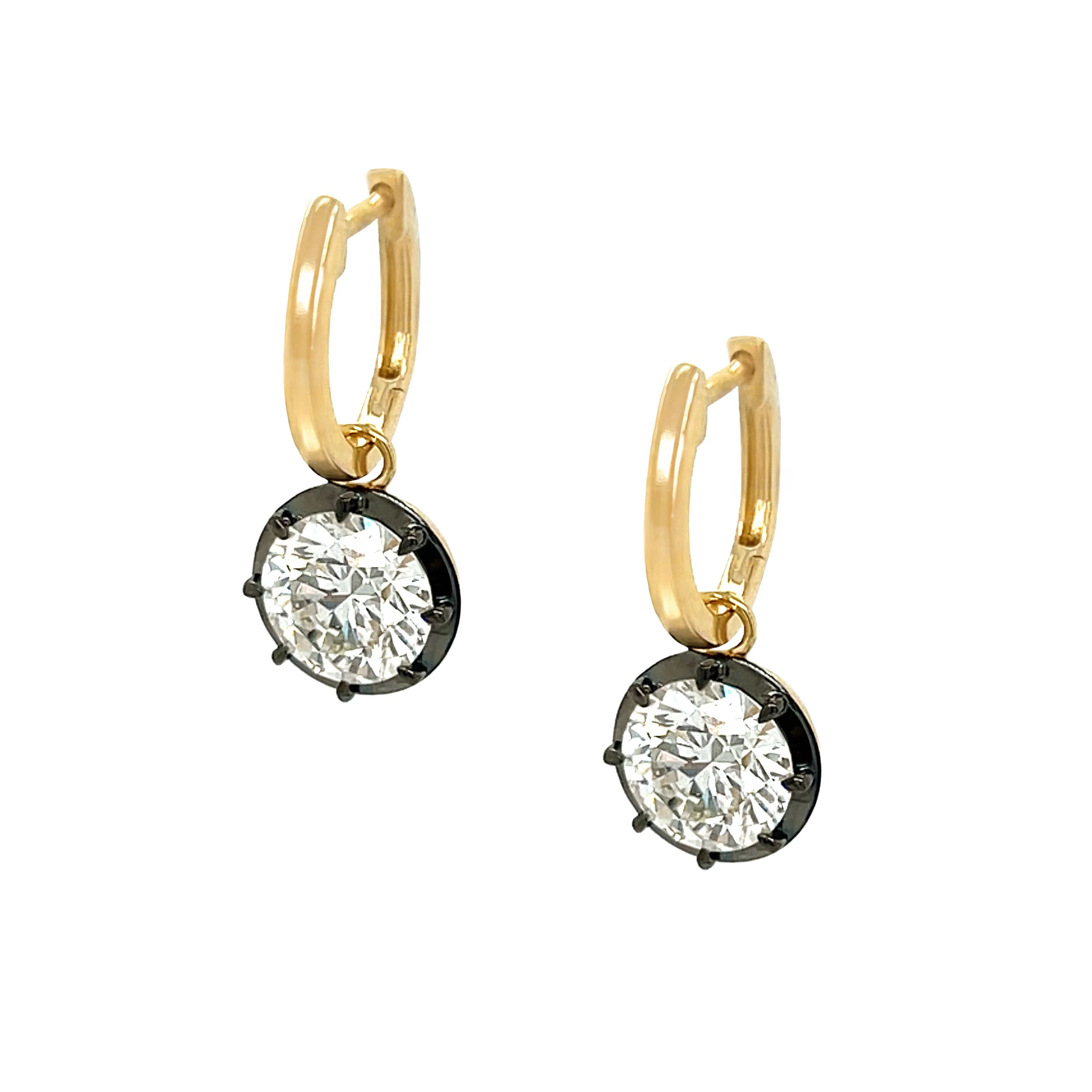 Diamond Round Drop Earrings