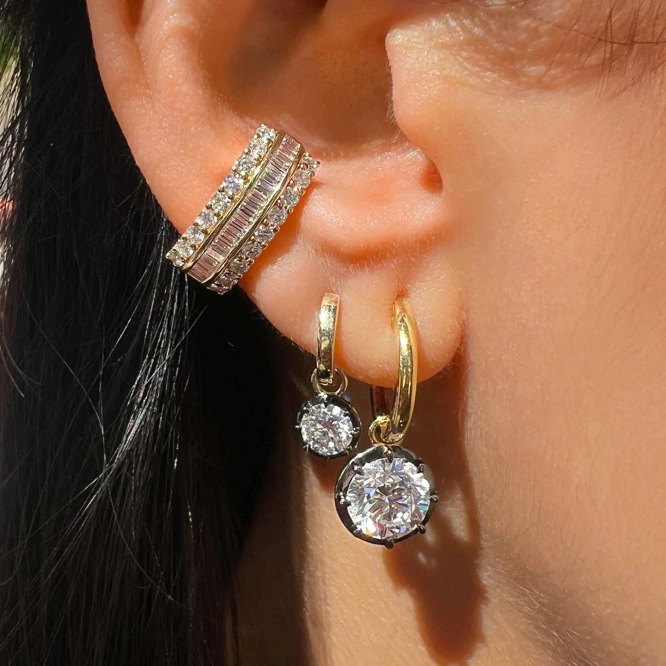 Diamond Round Drop Earrings - Image 2