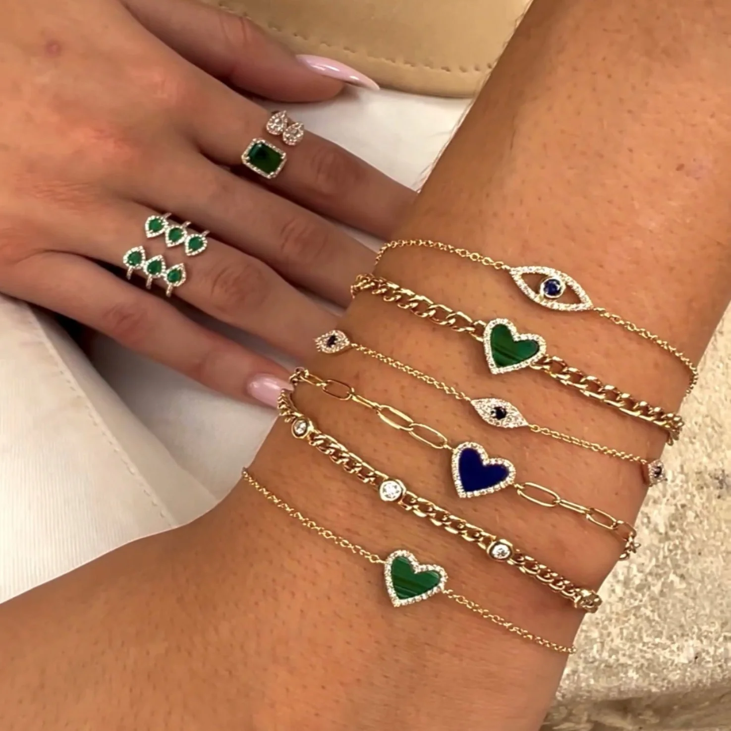 Diamond & Sapphire Eye Bracelet - Image 2