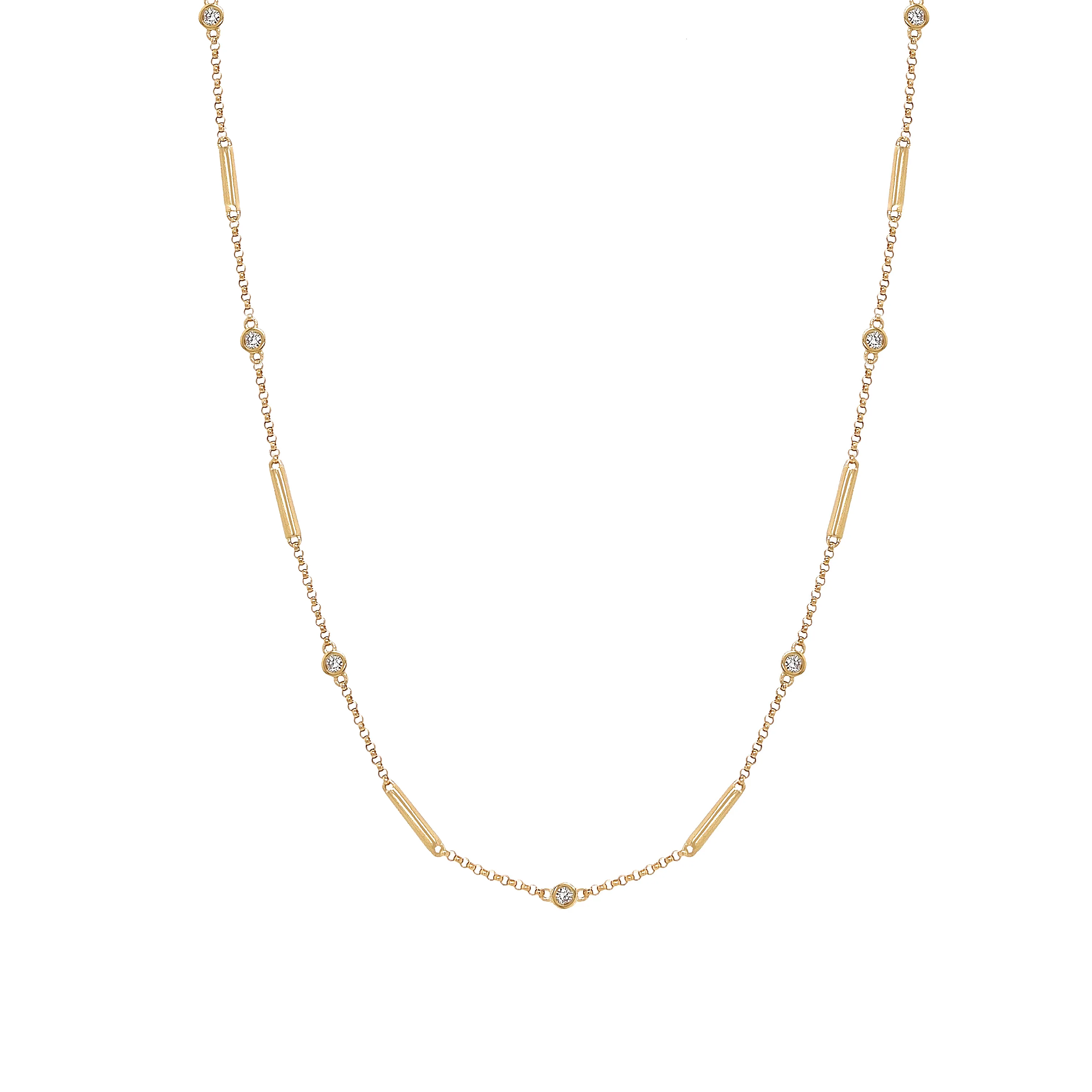 14K Diamond Station Necklace