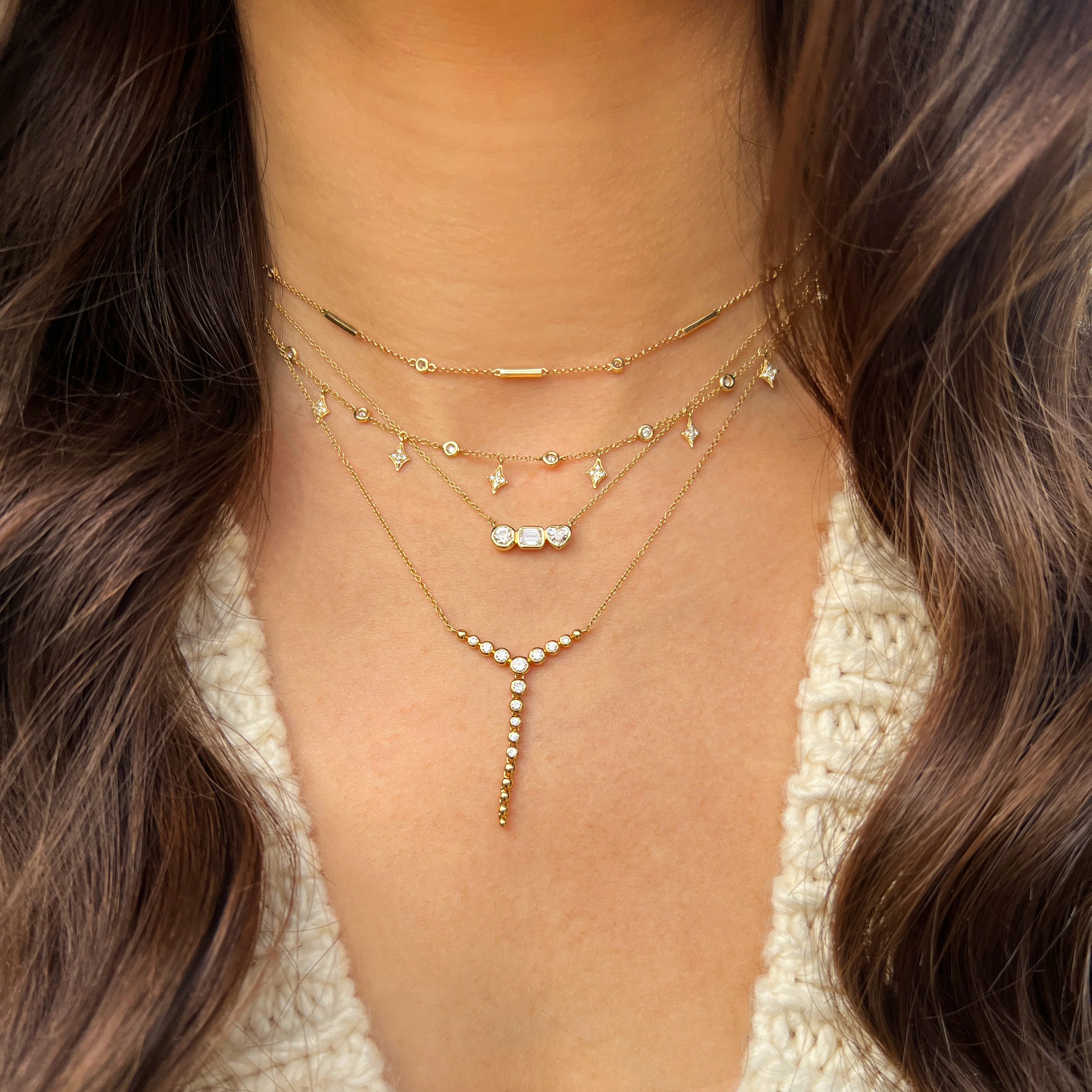 14K Diamond Station Necklace - Image 2