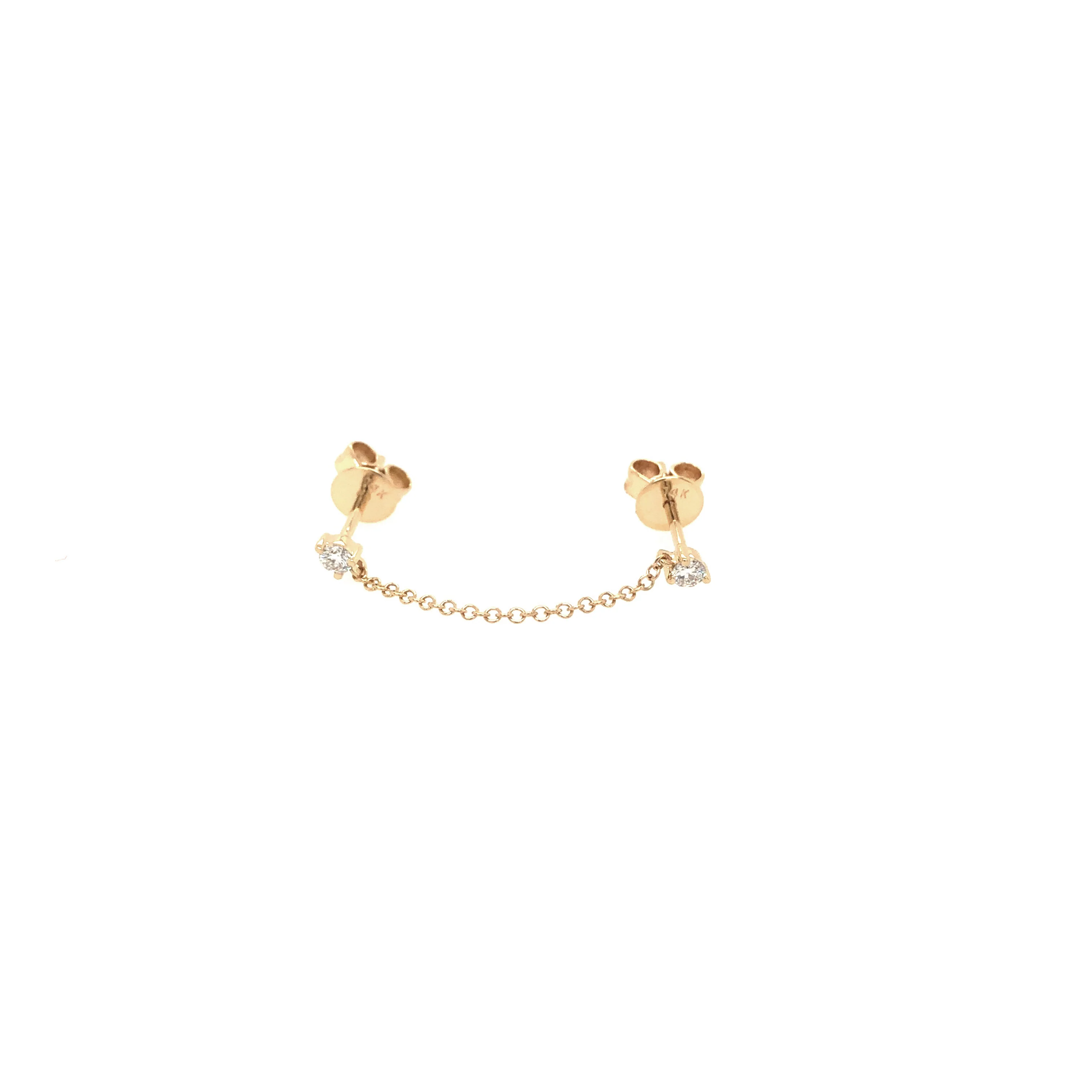 Diamond Stud Chain Earrings - Image 3
