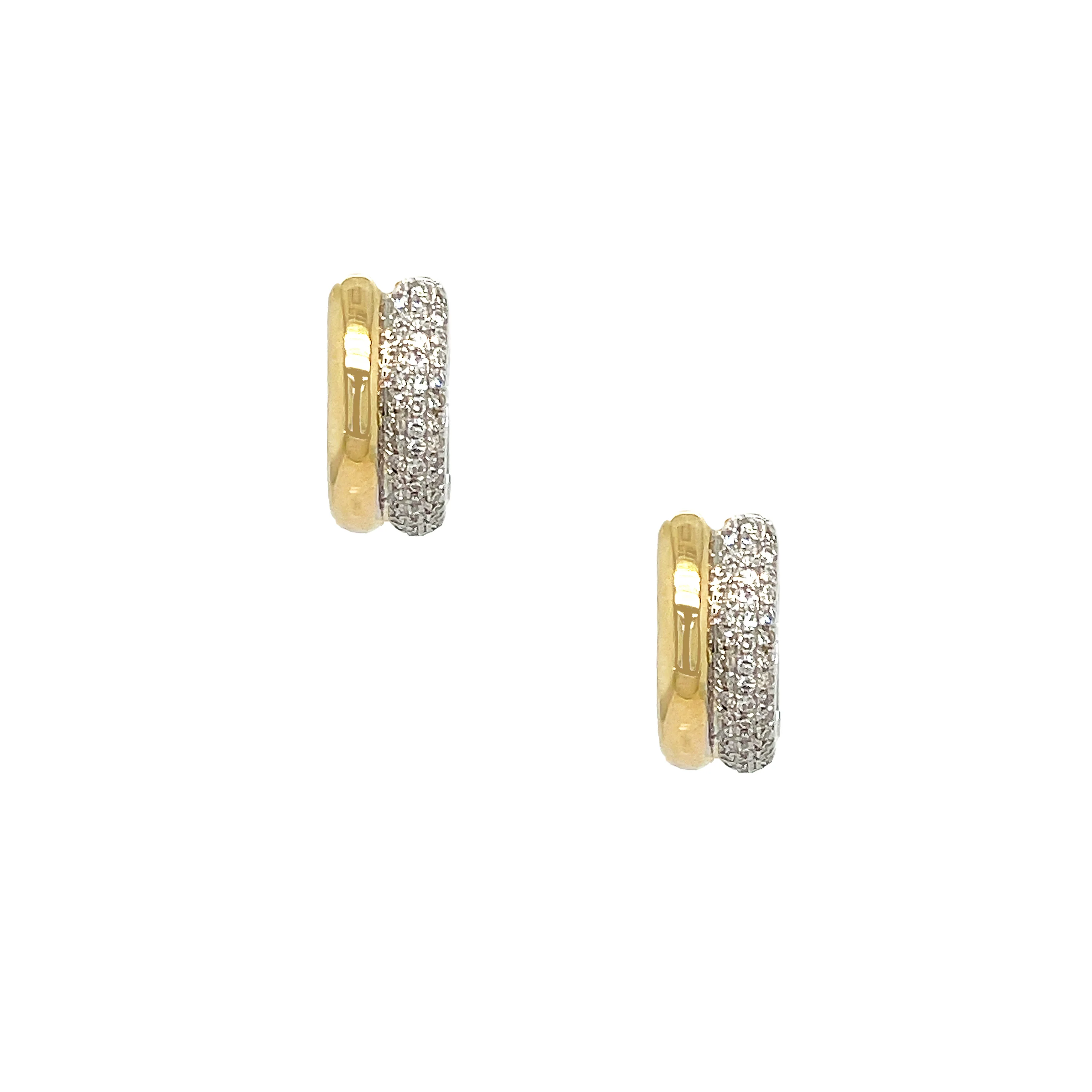 Diamond Two Band Hoop Earrings - Image 3