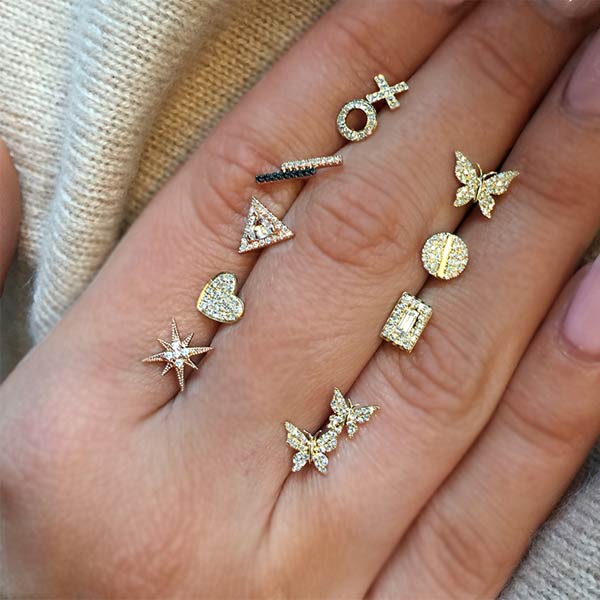 Diamond X O Stud Earrings - Image 2