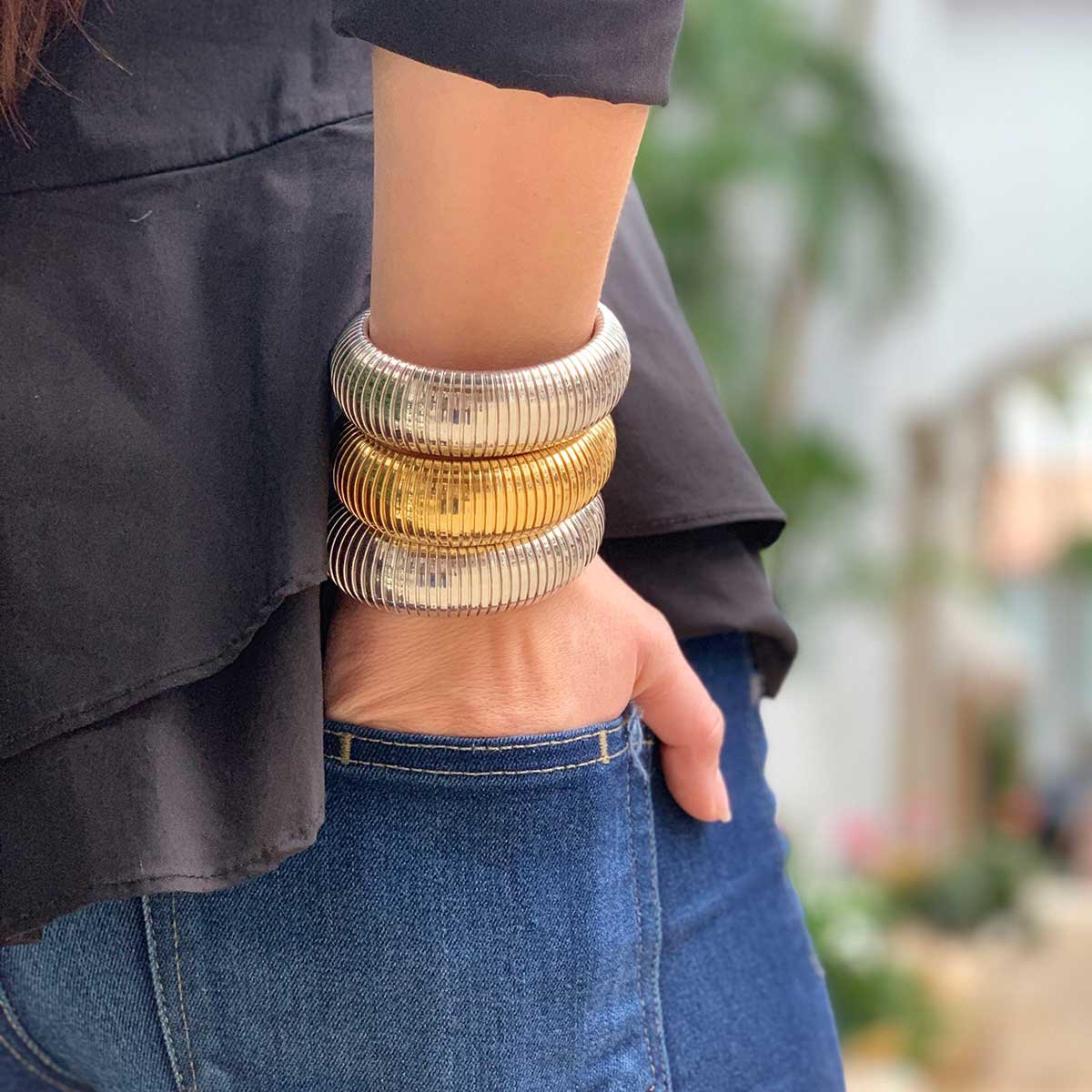 18K Dome Cuff Bracelet - Image 3