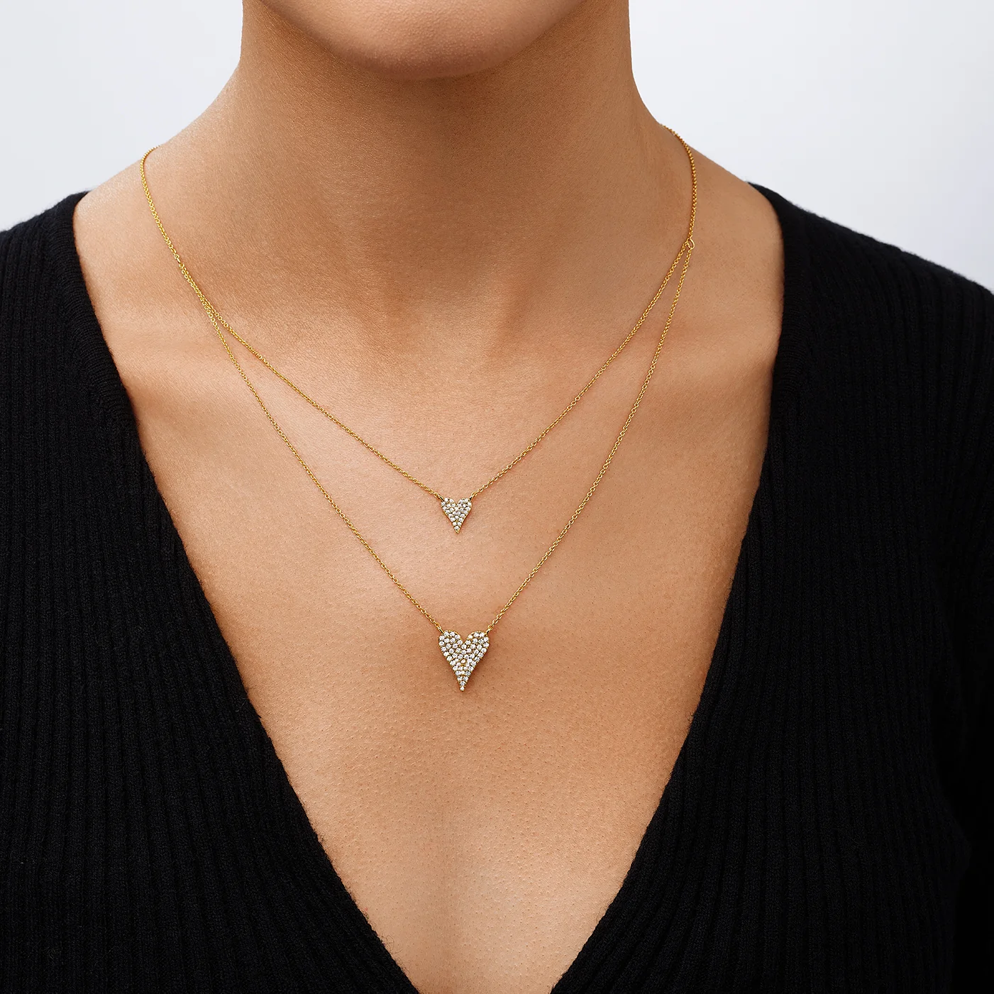 Double Heart Layered Necklace - Image 2