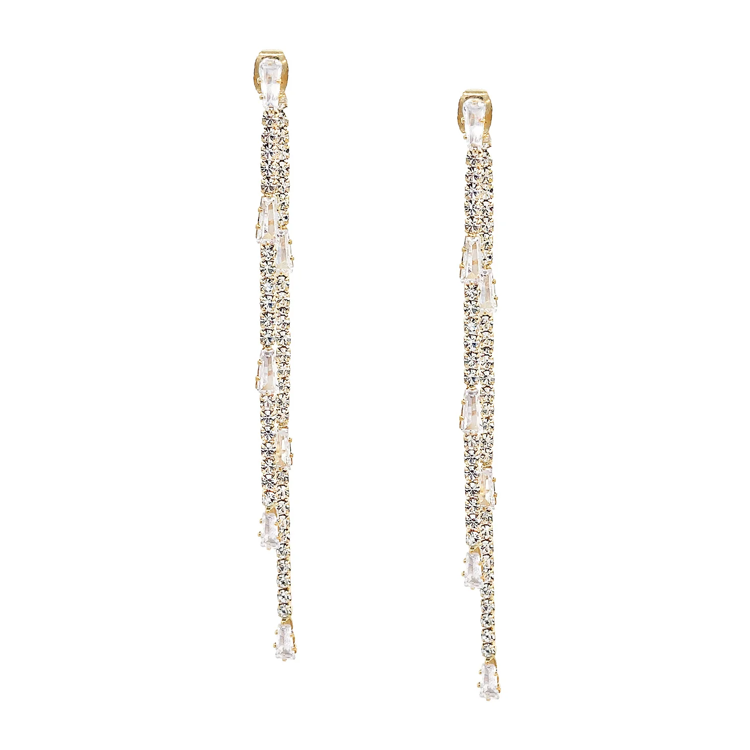 Double Strand Crystal Earrings - Image 2