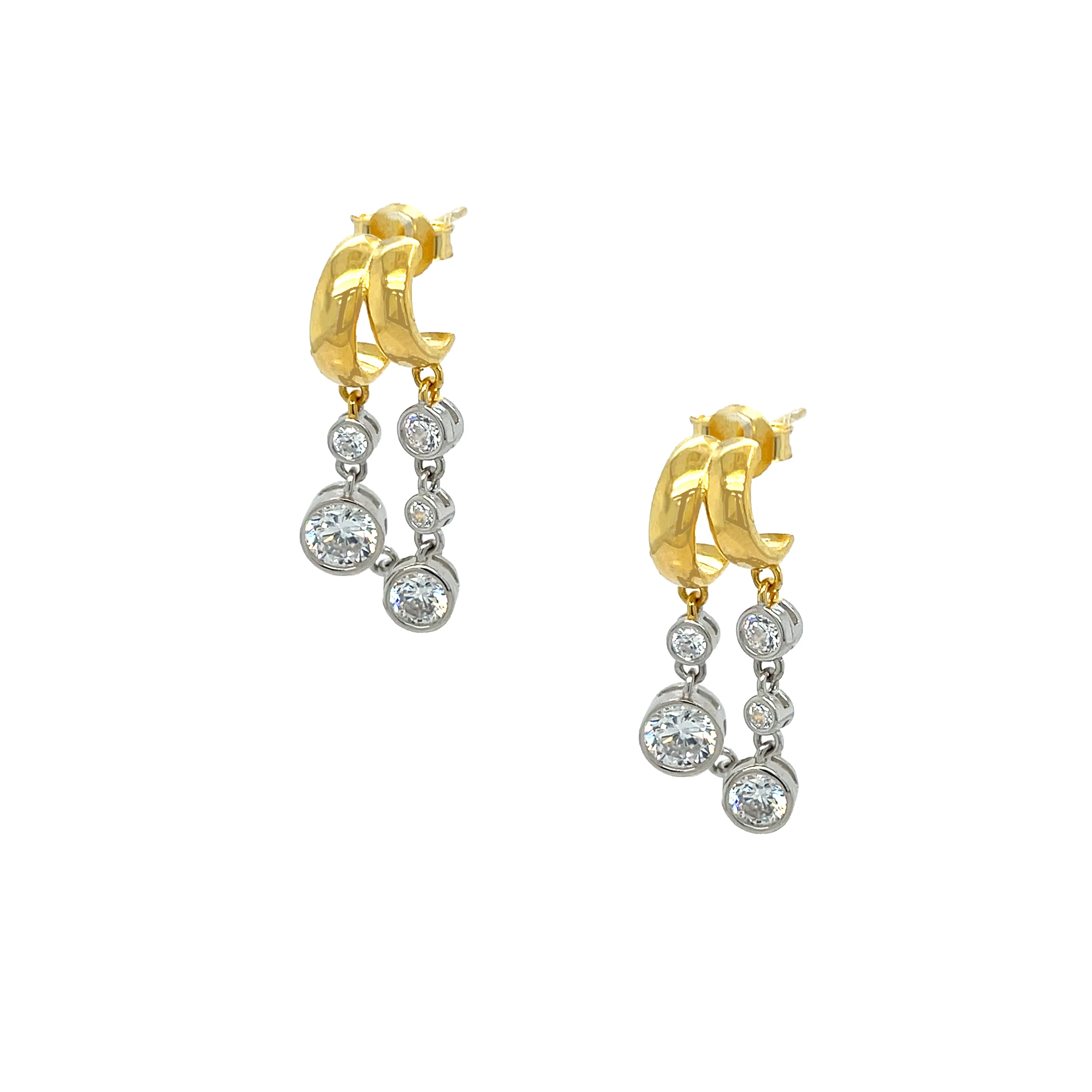 Bezel Cascade Huggie Earrings - Image 3