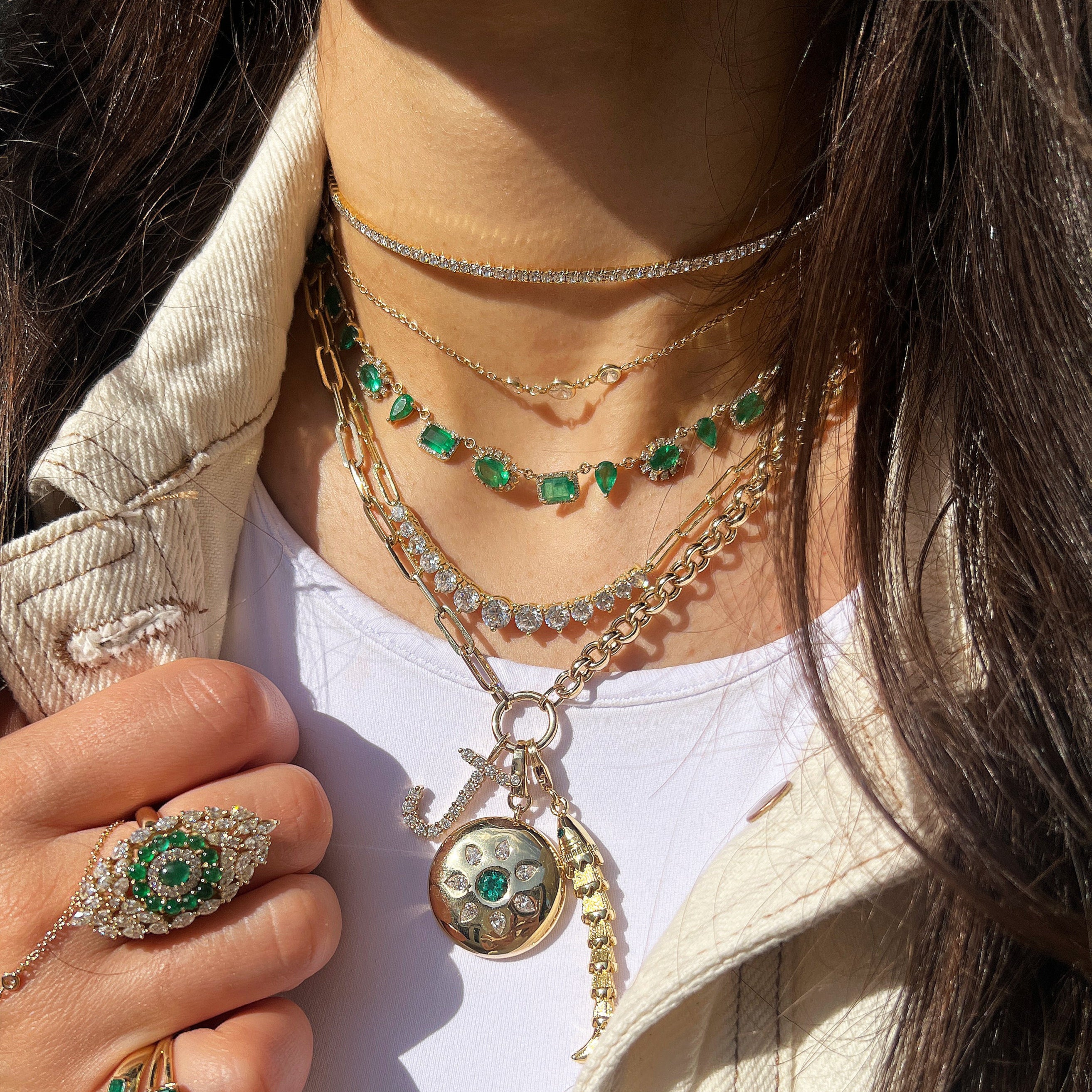 Emerald & Diamond Necklace - Image 3