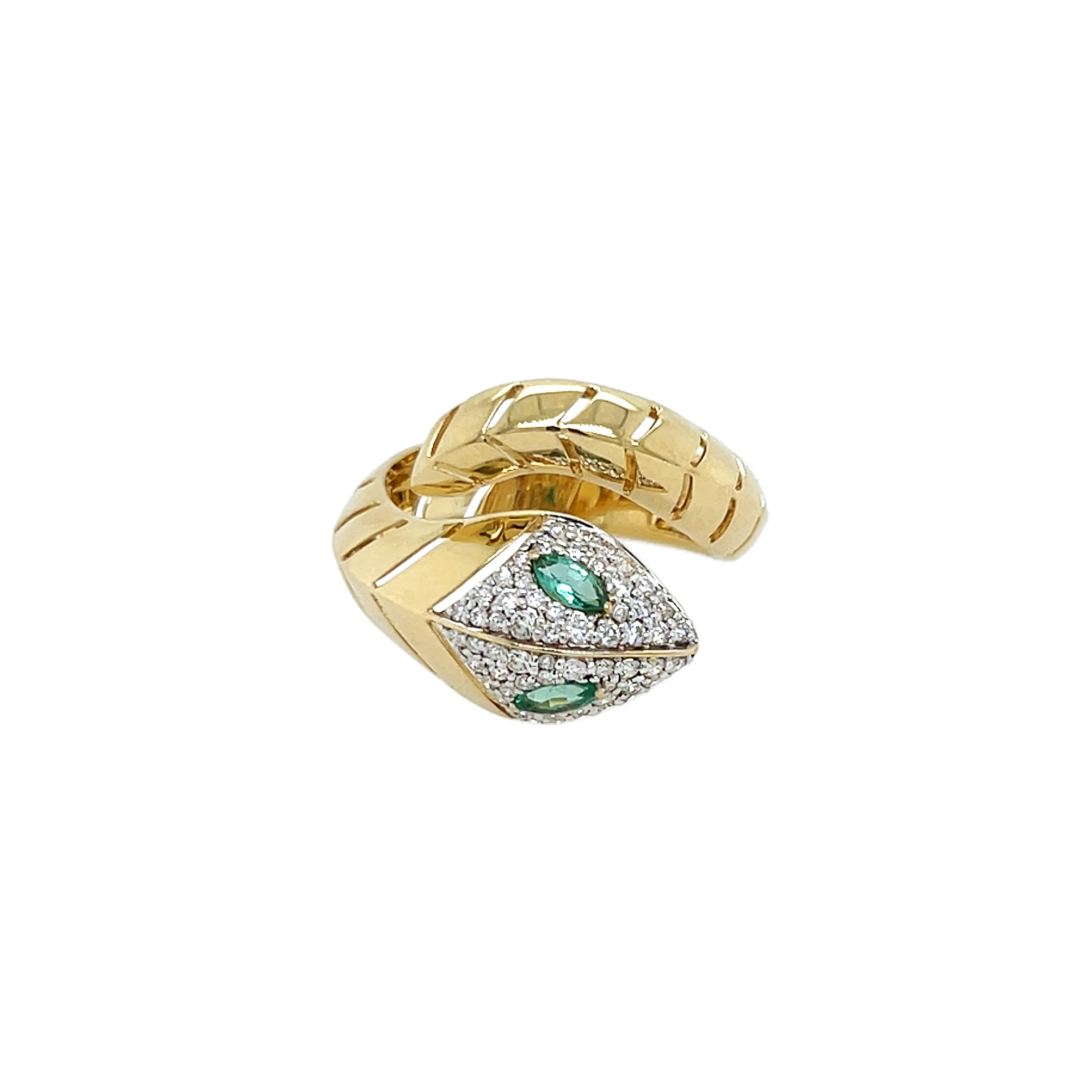 Emerald & Diamond Snake Ring