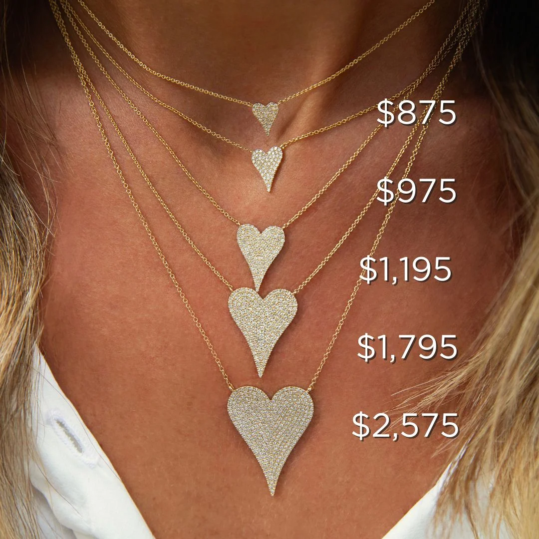 Extra Large Diamond Heart Necklace - Image 2